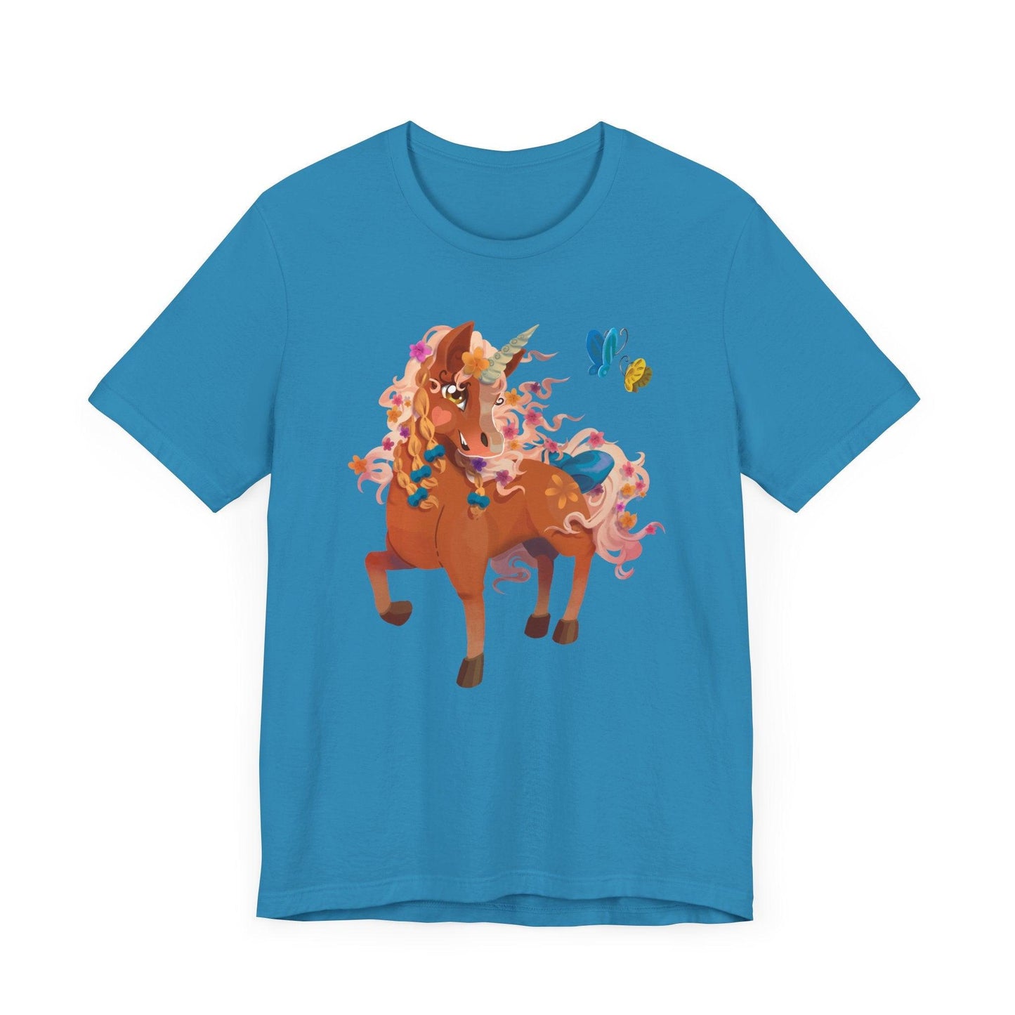 Gwenhwyer Unisex Jersey Short Sleeve Tee - Claires Unicorn Adventures