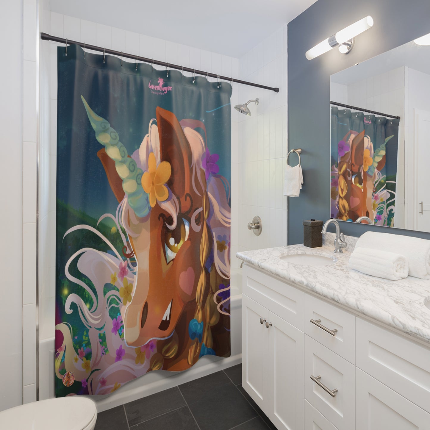 Gwenhwyer Pretty Face Shower Curtains