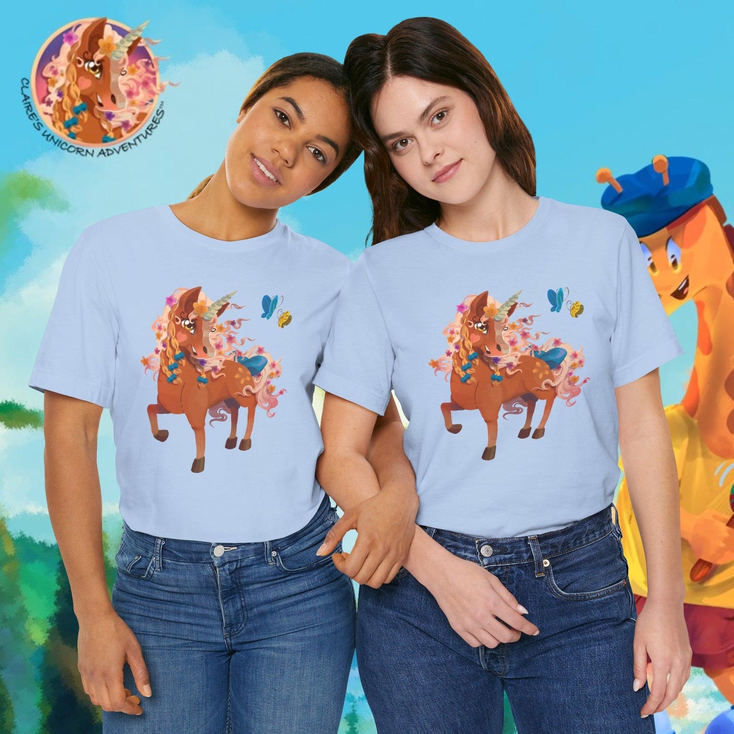 Gwenhwyer Unisex Jersey Short Sleeve Tee - Claires Unicorn Adventures