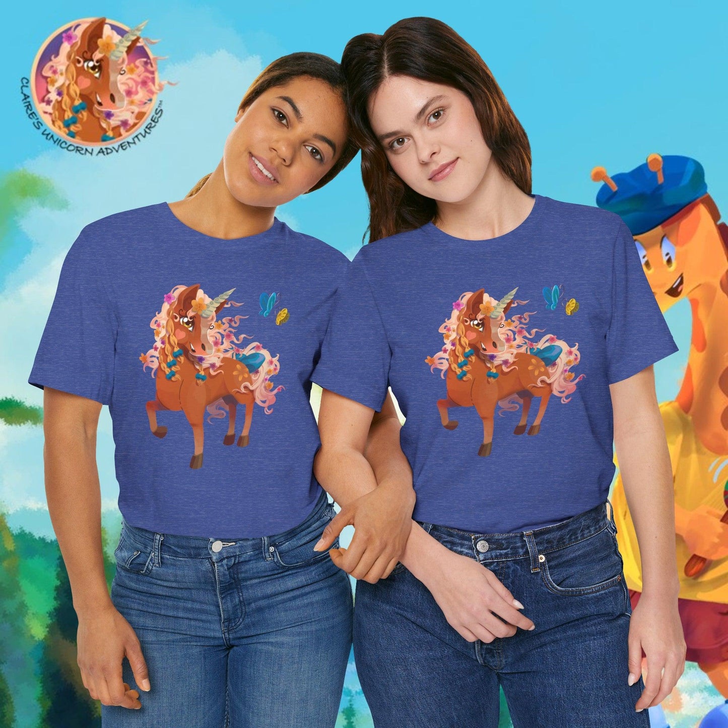Gwenhwyer Unisex Jersey Short Sleeve Tee - Claires Unicorn Adventures