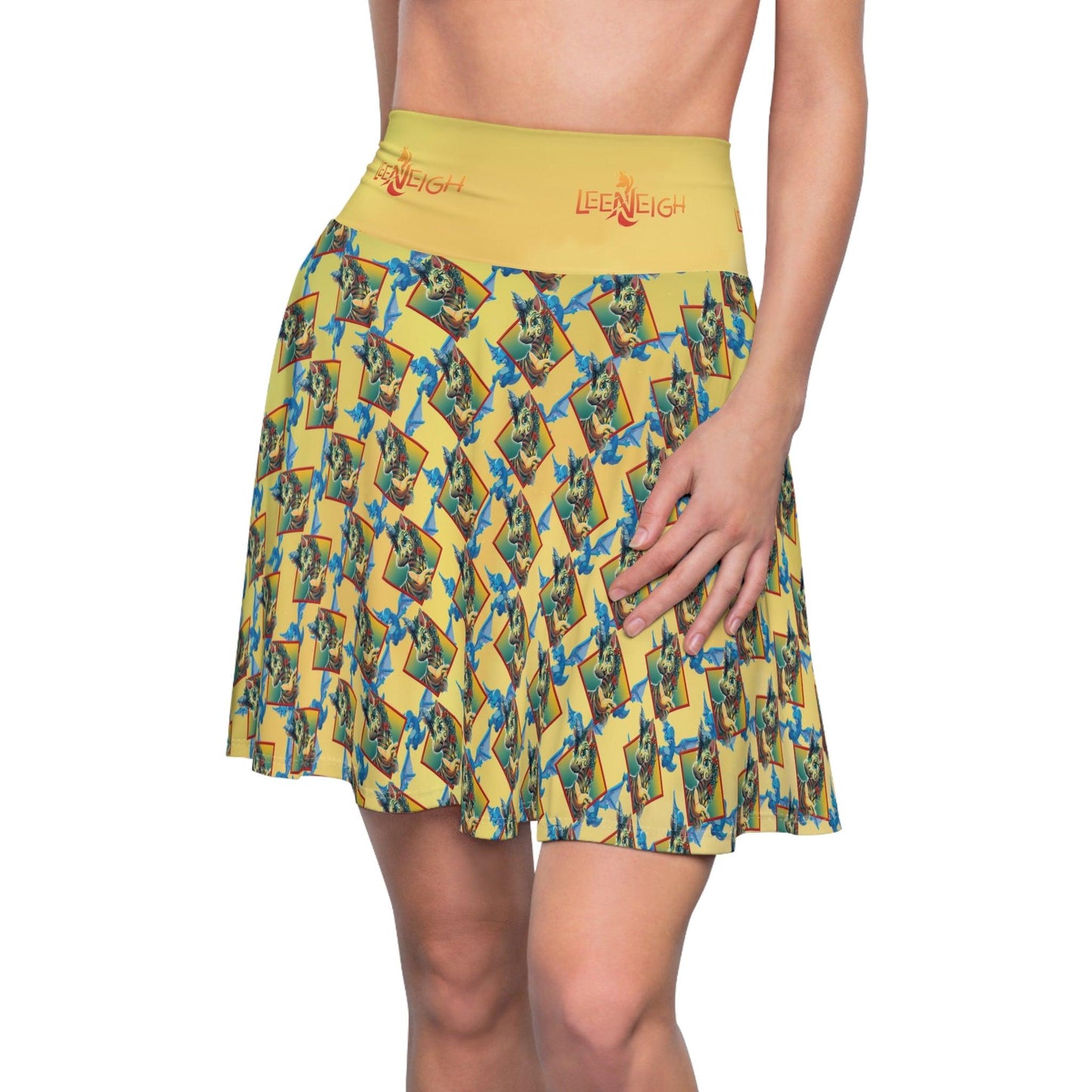 LeeNeigh Gold Pattern Women's Skater Skirt - Claires Unicorn Adventures