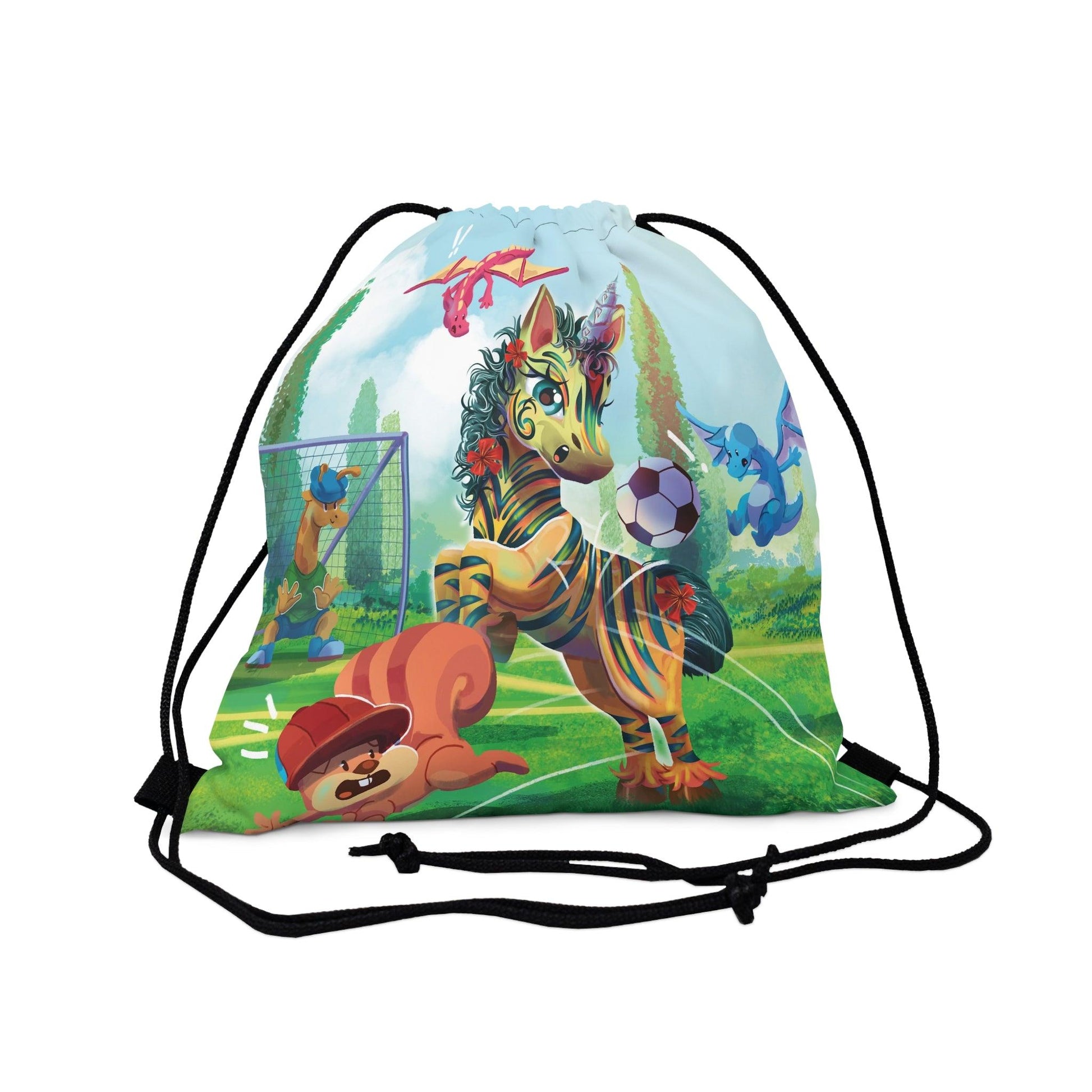 LeeNeigh Soccer Outdoor Drawstring Bag - Claires Unicorn Adventures