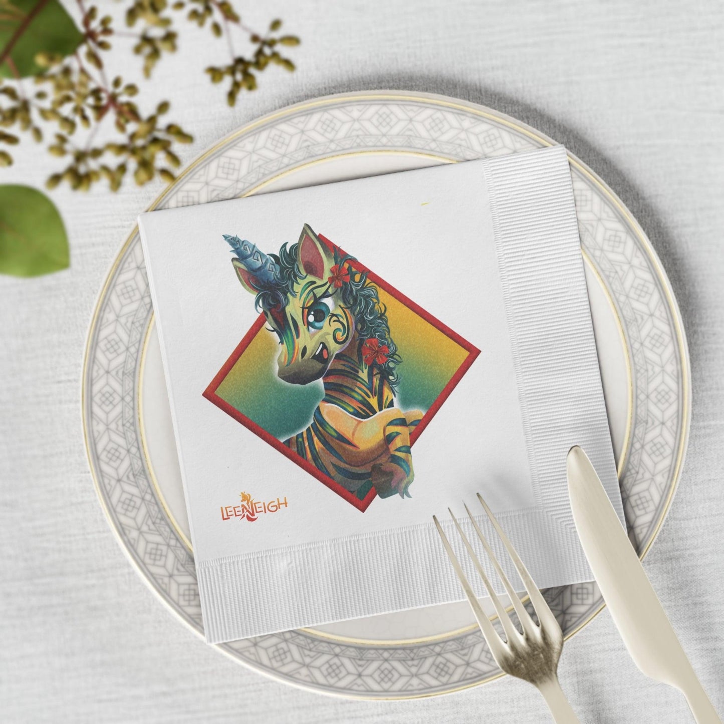 LeeNeigh White Paper Napkins - Claires Unicorn Adventures