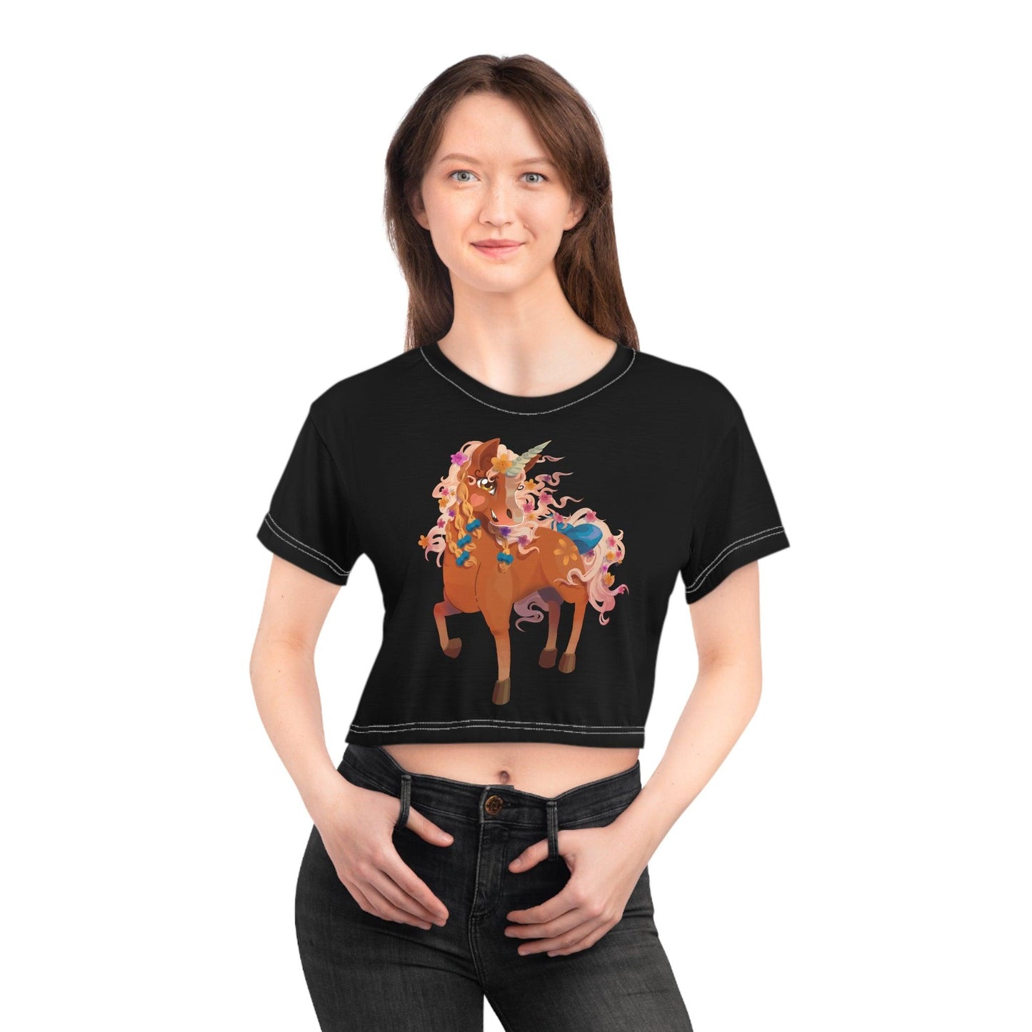 Crop Tee (AOP) - Claires Unicorn Adventures