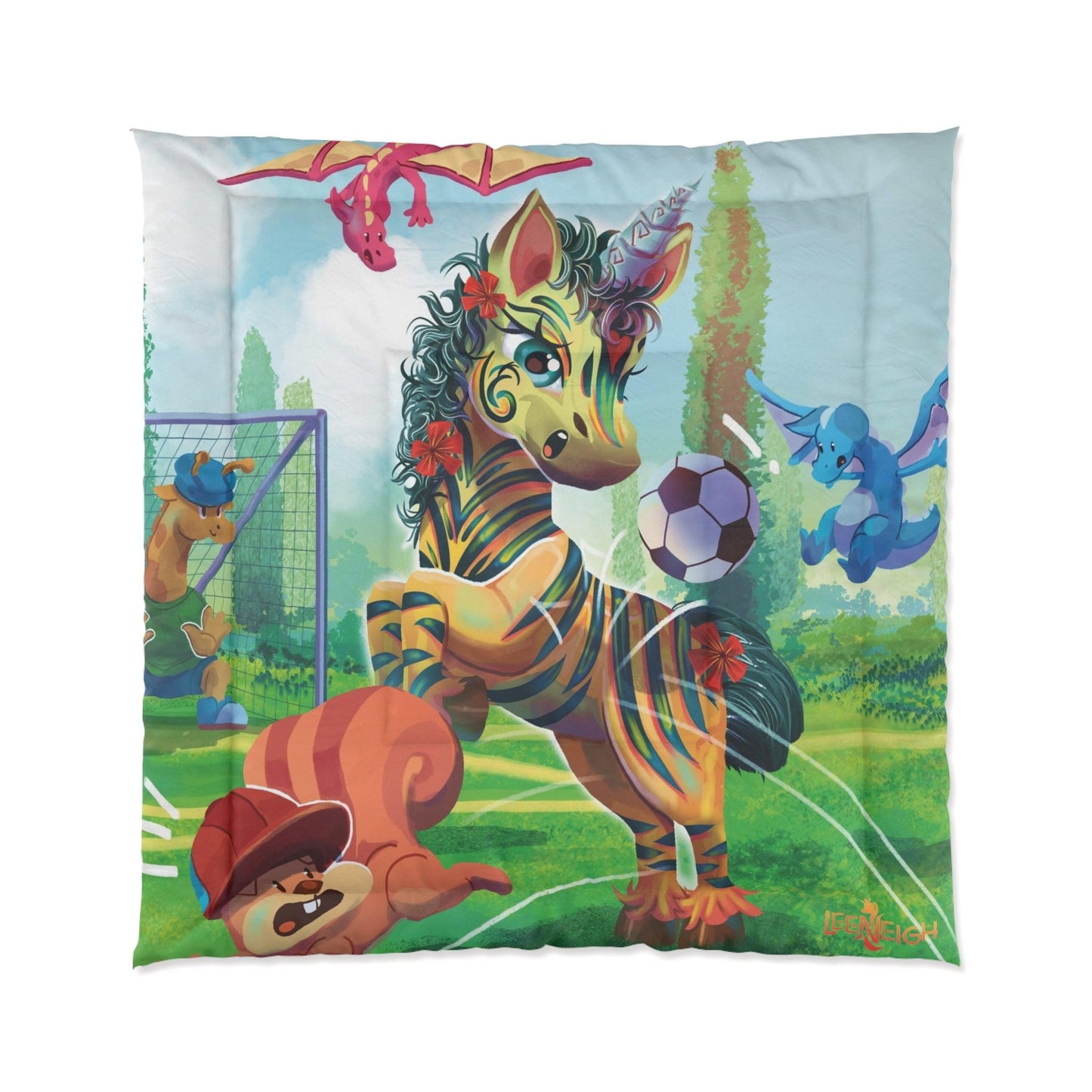 LeeNeigh Soccer Comforter - Claires Unicorn Adventures