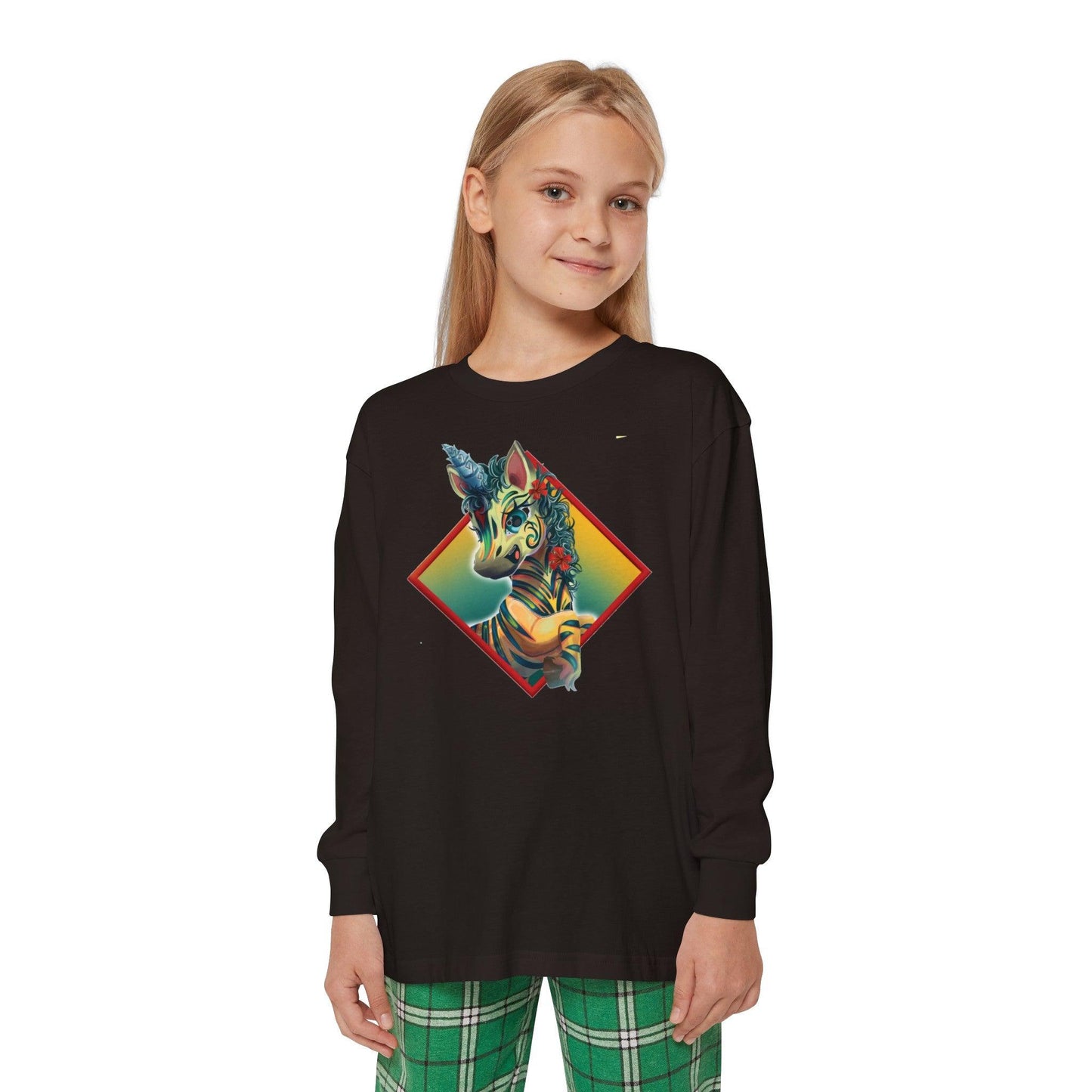 LeeNeigh Youth Long Sleeve Plaid Outfit Set - Claires Unicorn Adventures