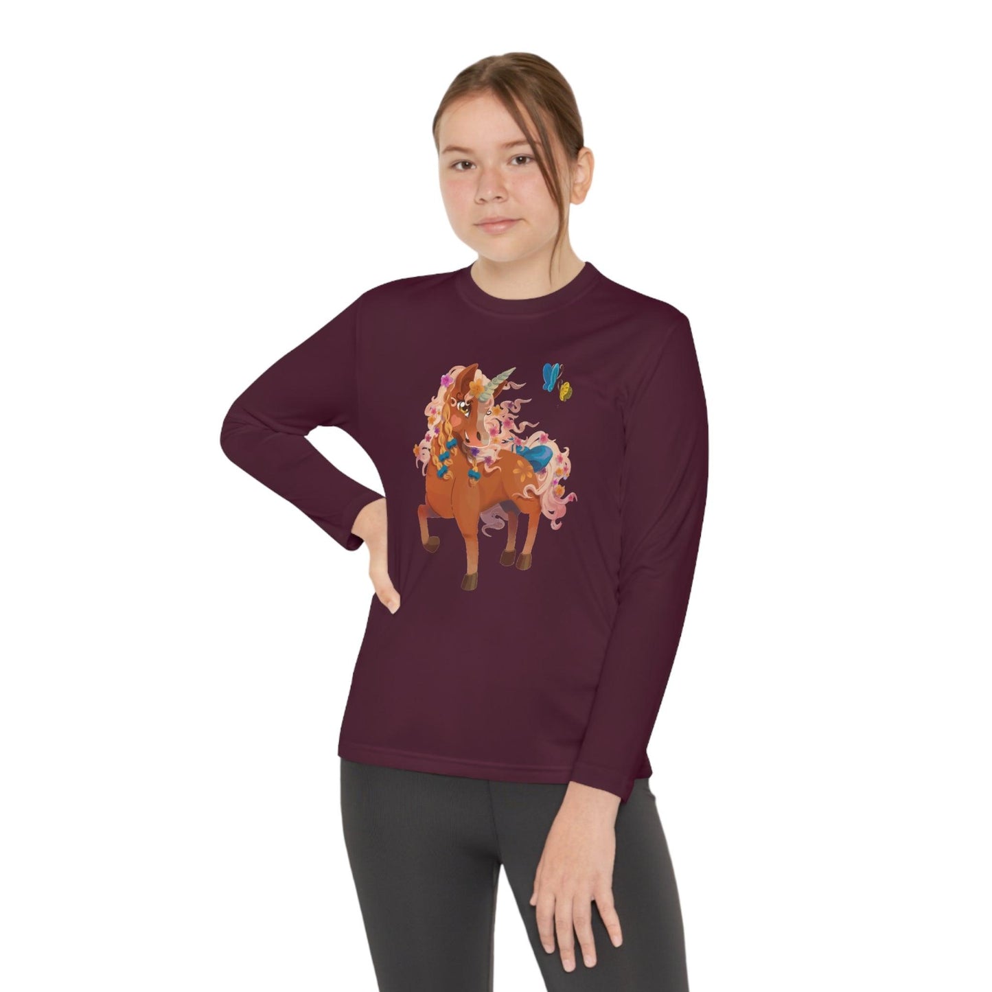 Gwenhwyer Youth Long Sleeve Competitor Tee - Claires Unicorn Adventures