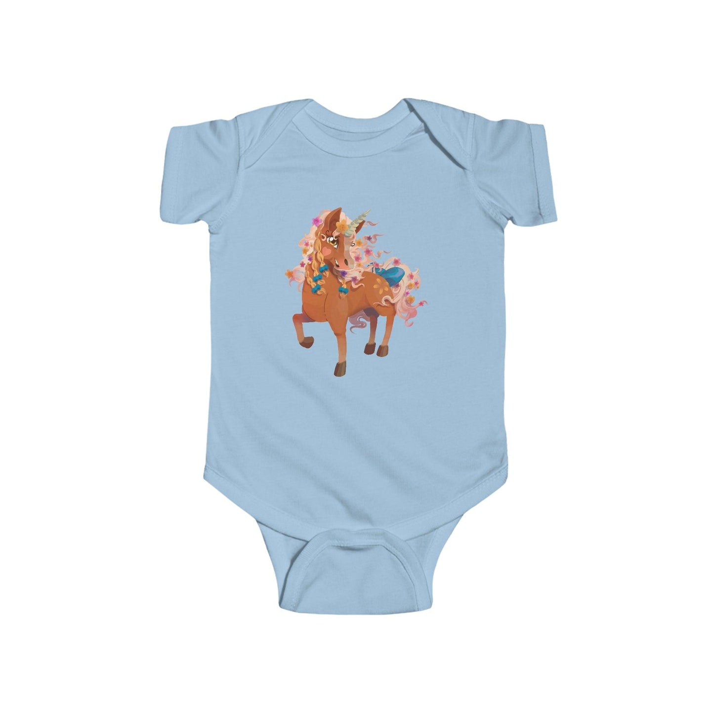 Gwenhwyer Goes Anywhere - Infant Fine Jersey Bodysuit - Claires Unicorn Adventures