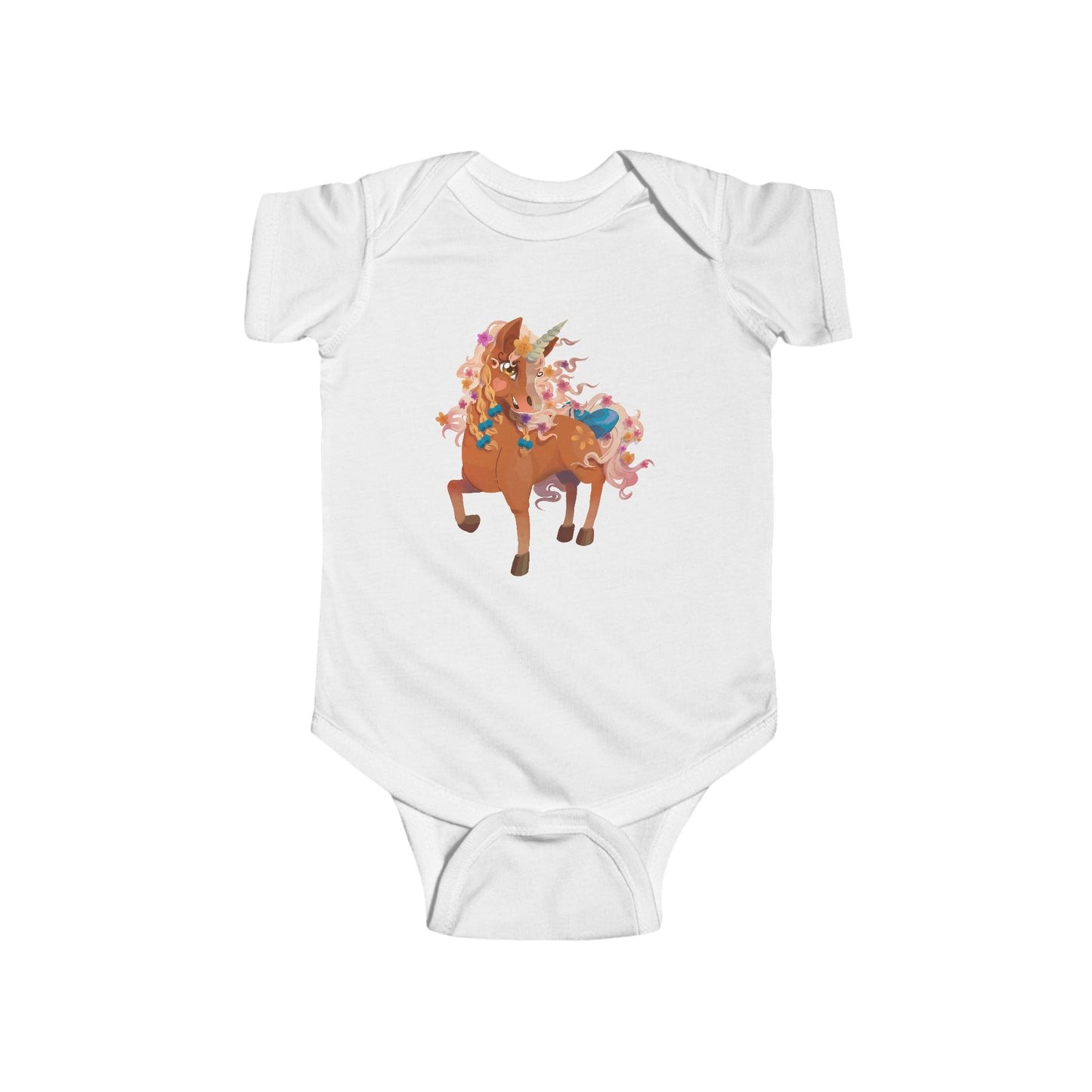 Gwenhwyer Goes Anywhere - Infant Fine Jersey Bodysuit - Claires Unicorn Adventures