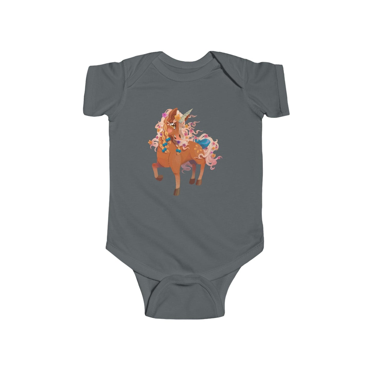 Gwenhwyer Goes Anywhere - Infant Fine Jersey Bodysuit - Claires Unicorn Adventures