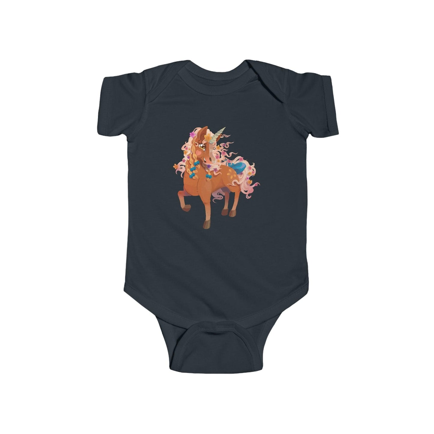 Gwenhwyer Goes Anywhere - Infant Fine Jersey Bodysuit - Claires Unicorn Adventures