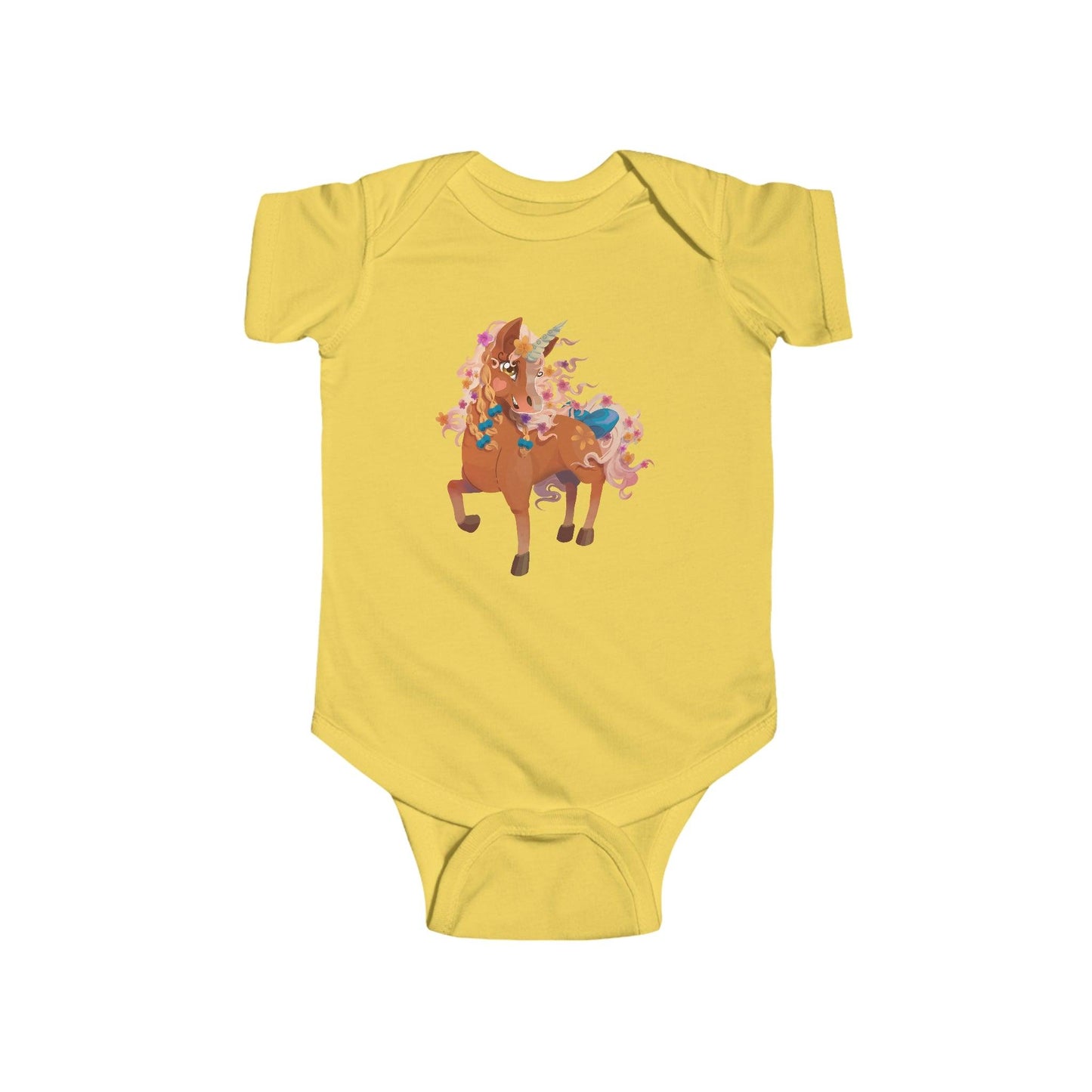 Gwenhwyer Goes Anywhere - Infant Fine Jersey Bodysuit - Claires Unicorn Adventures