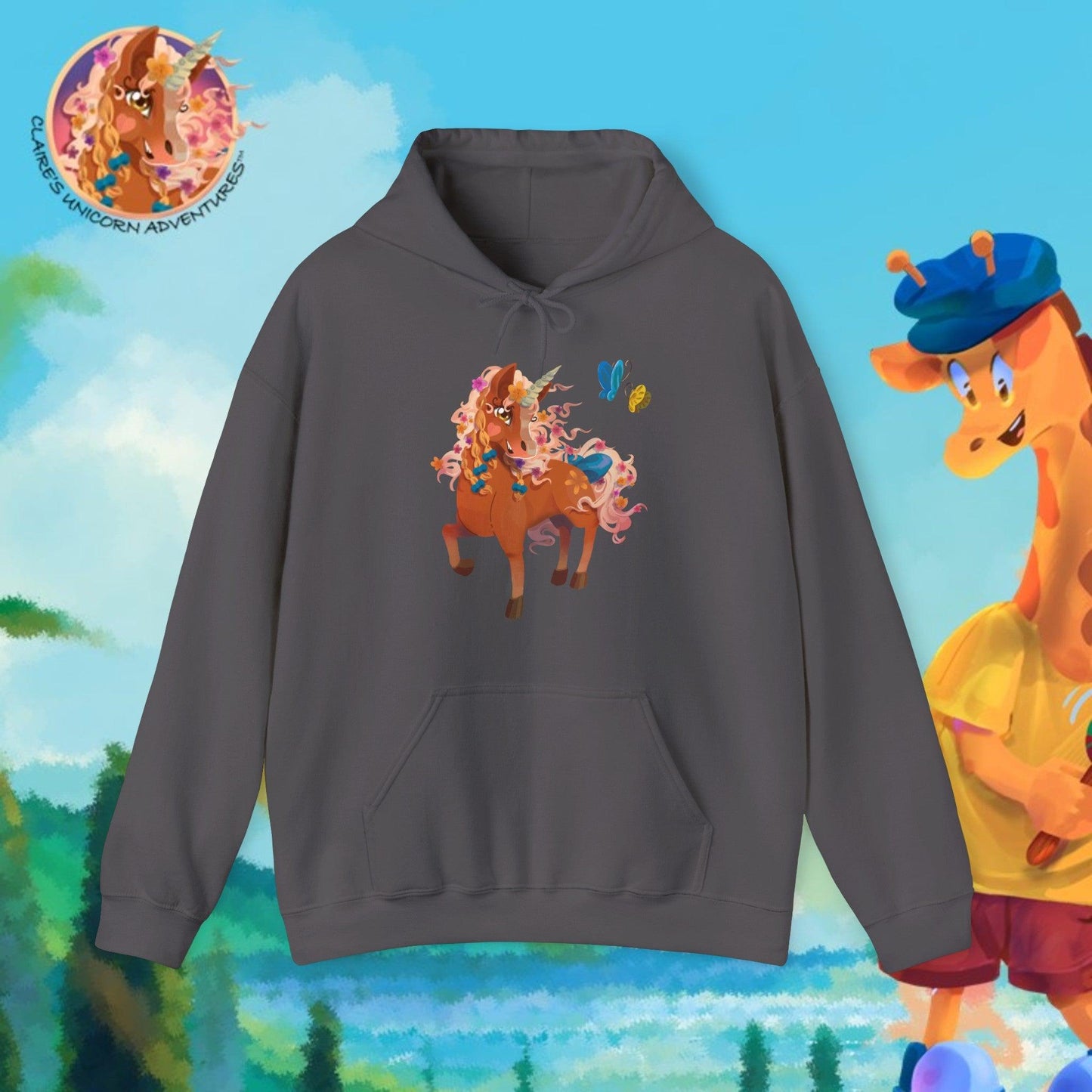 Gwenhwyer Unisex Heavy Blend™ Hooded Sweatshirt - Claires Unicorn Adventures