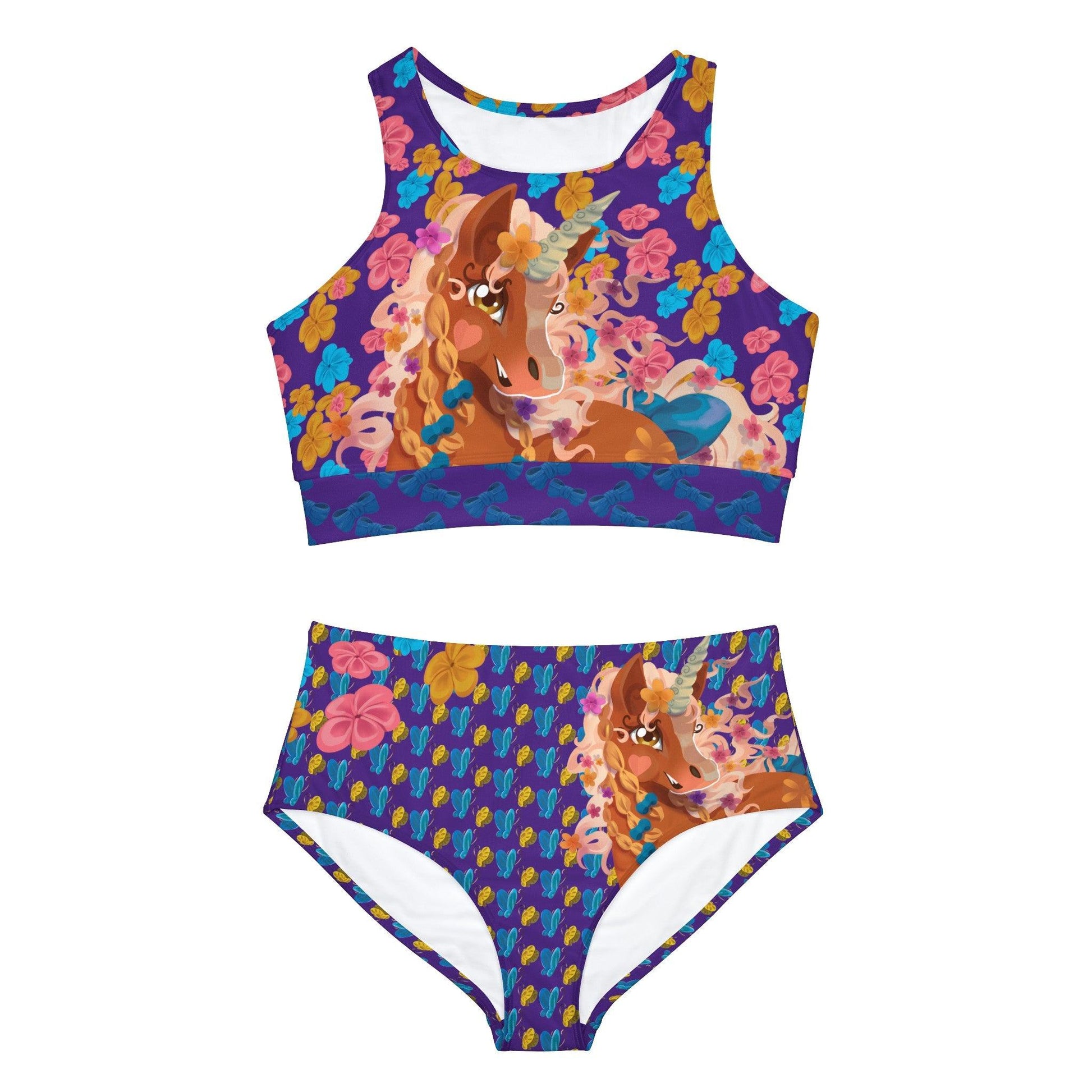 Gwenhwyer Goes Anywhere - Sporty Bikini Set - Purple - Claires Unicorn Adventures