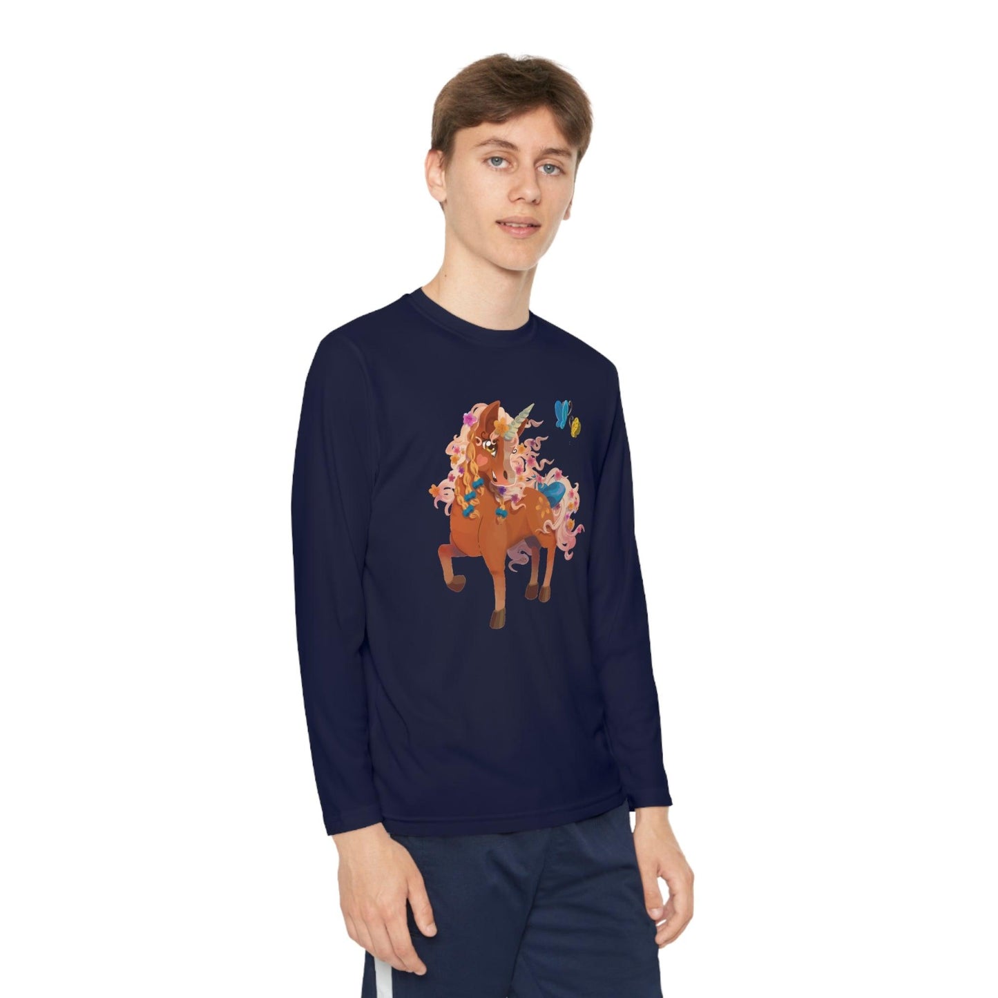 Gwenhwyer Youth Long Sleeve Competitor Tee - Claires Unicorn Adventures