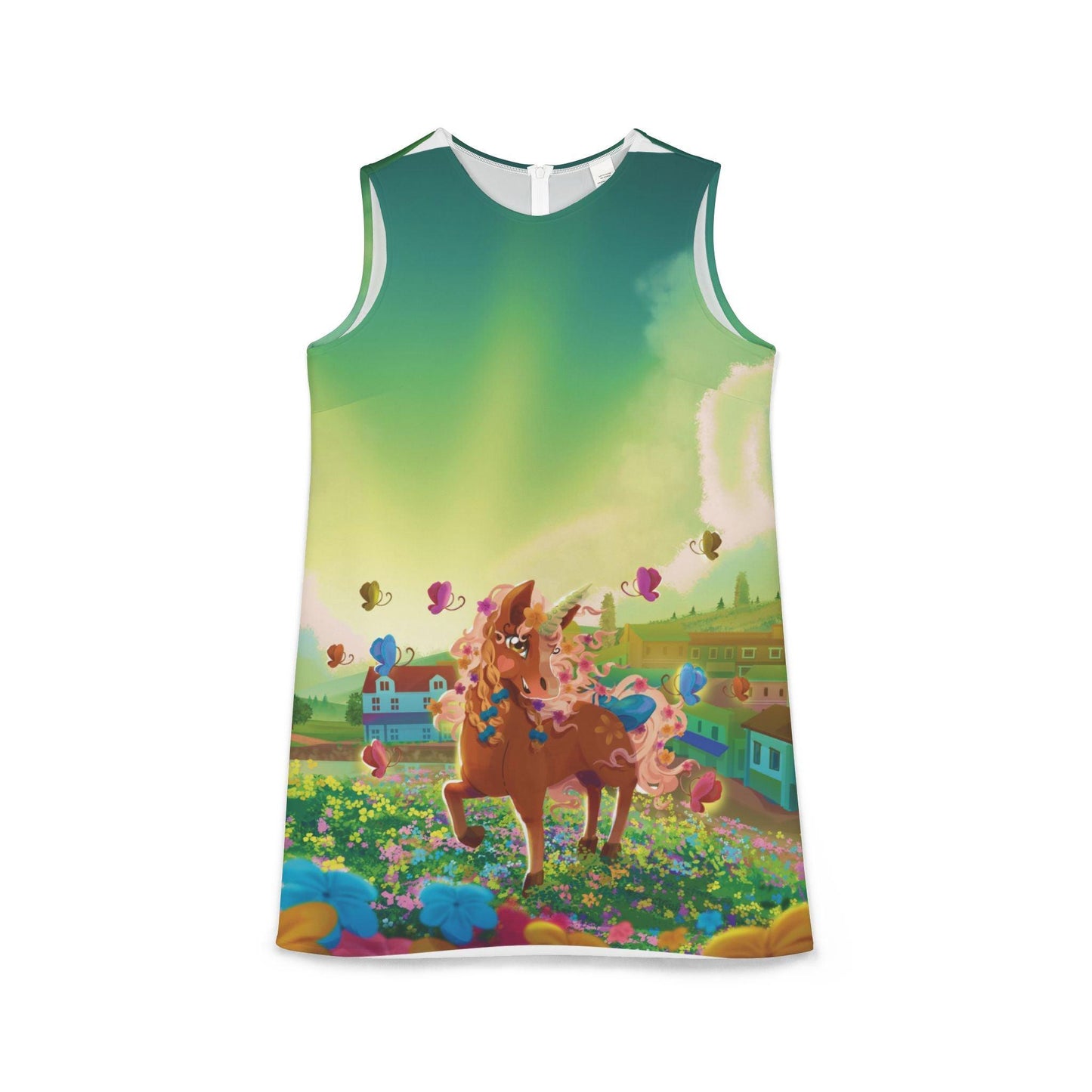 A-line Sleeveless Dress (AOP) - Claires Unicorn Adventures