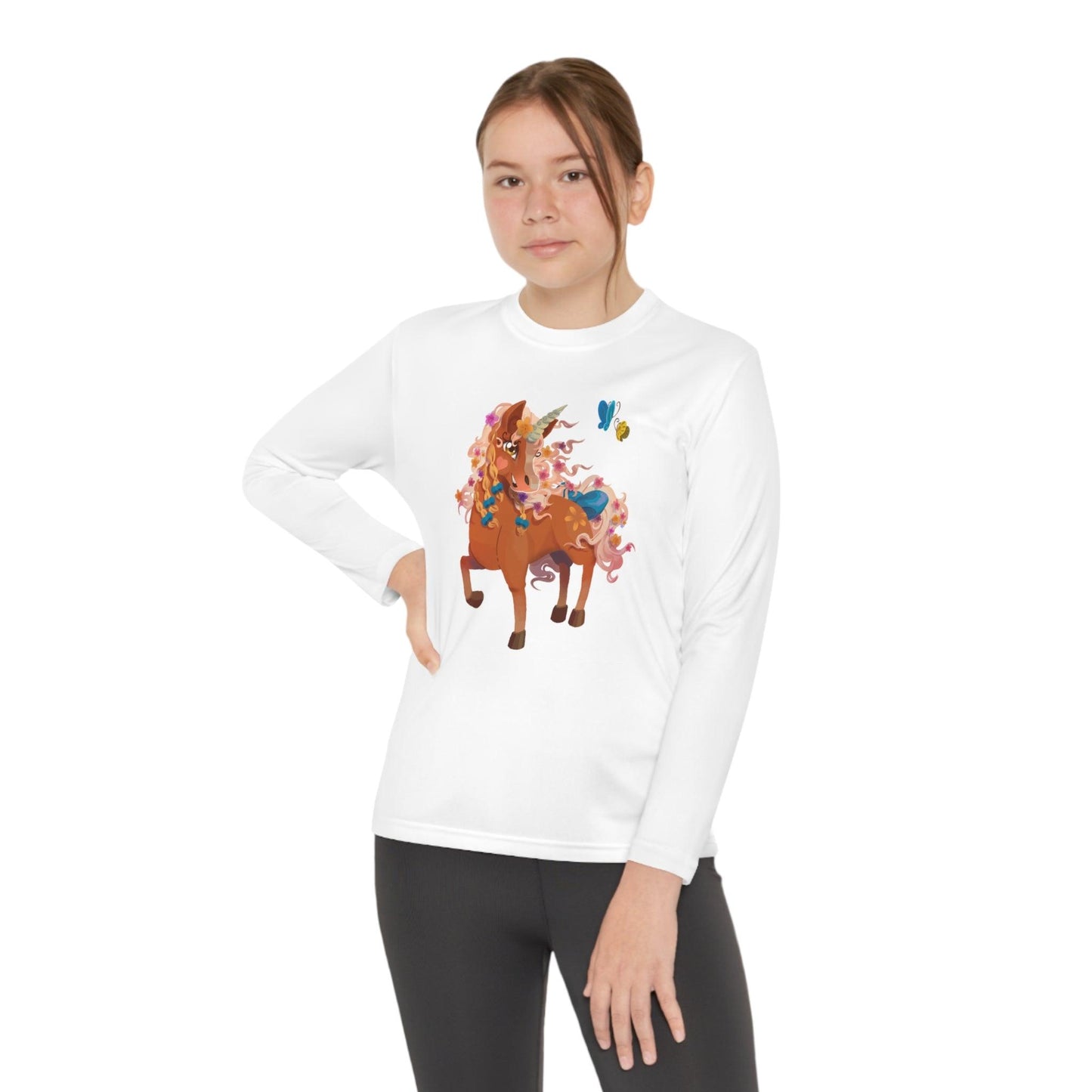 Gwenhwyer Youth Long Sleeve Competitor Tee - Claires Unicorn Adventures