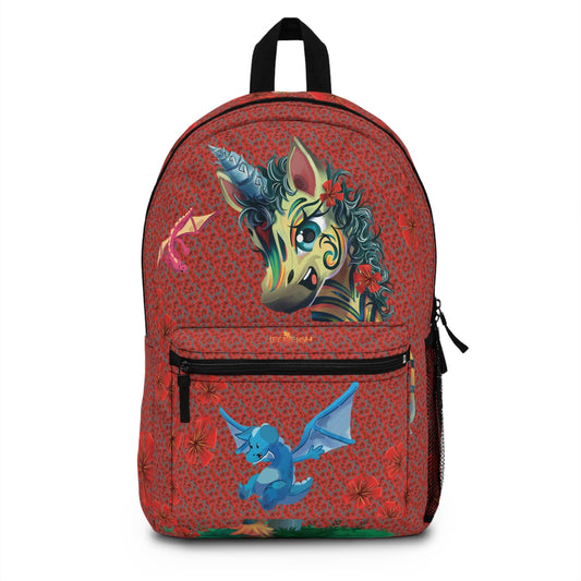 LeeNeigh Gray and Red Backpack - Claires Unicorn Adventures