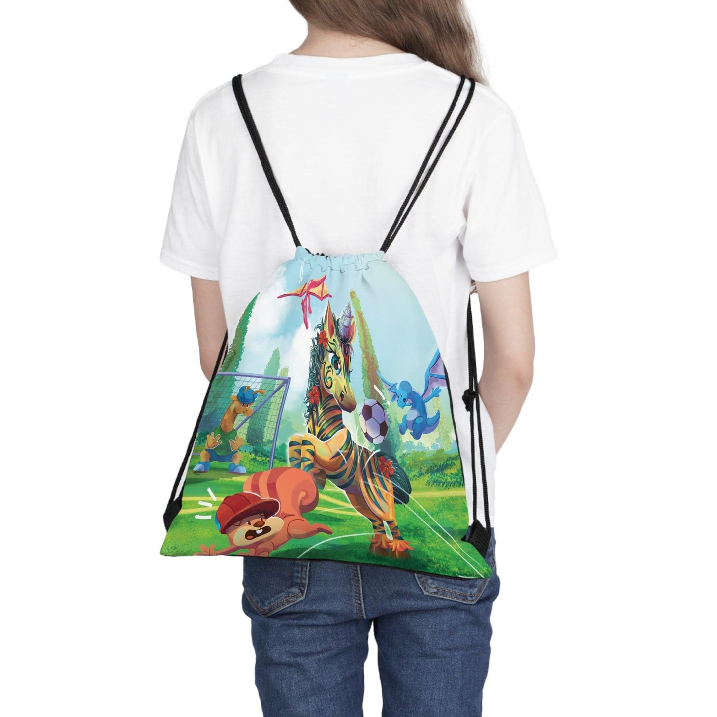 LeeNeigh Soccer Outdoor Drawstring Bag - Claires Unicorn Adventures