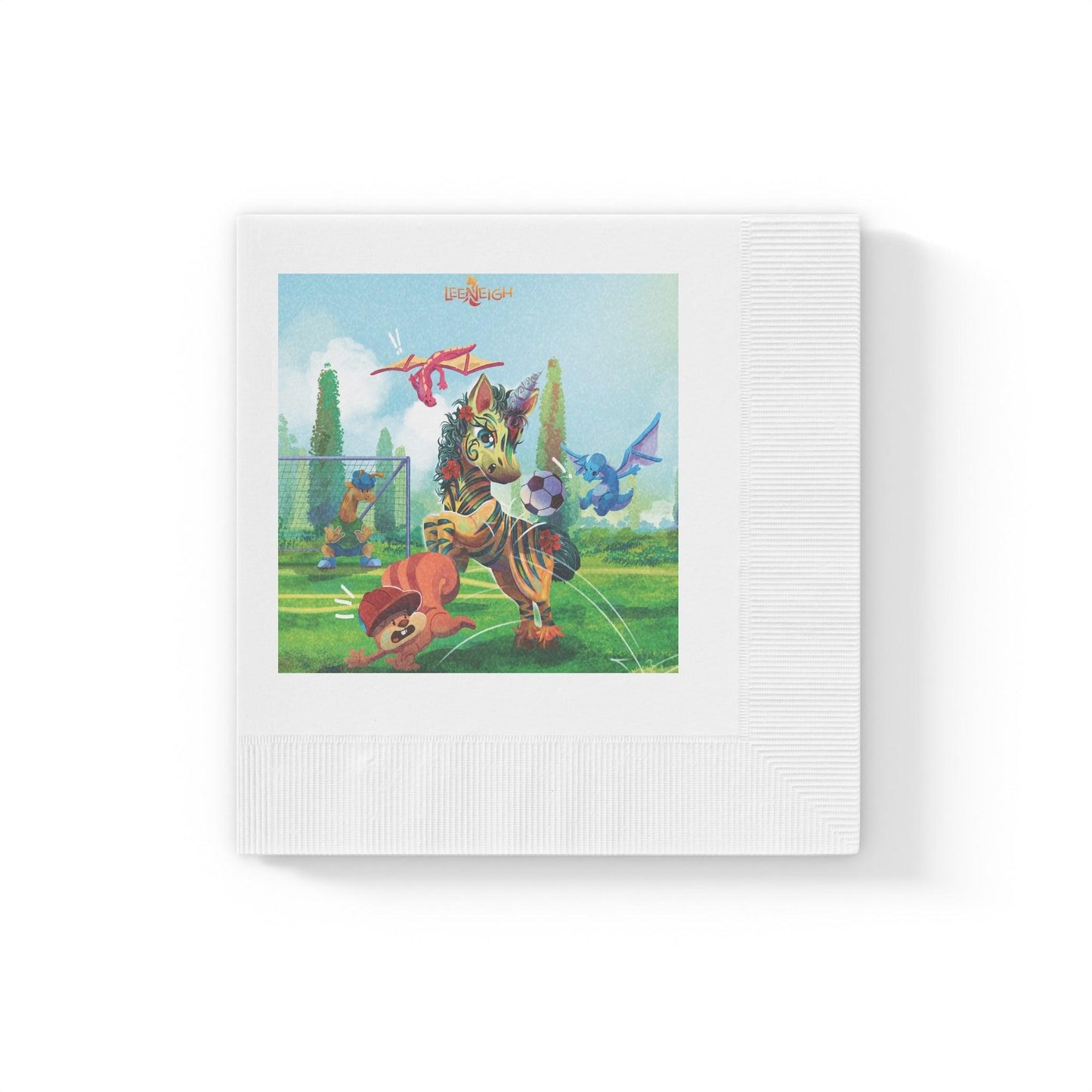 LeeNeigh Soccer White Paper Napkins - Claires Unicorn Adventures