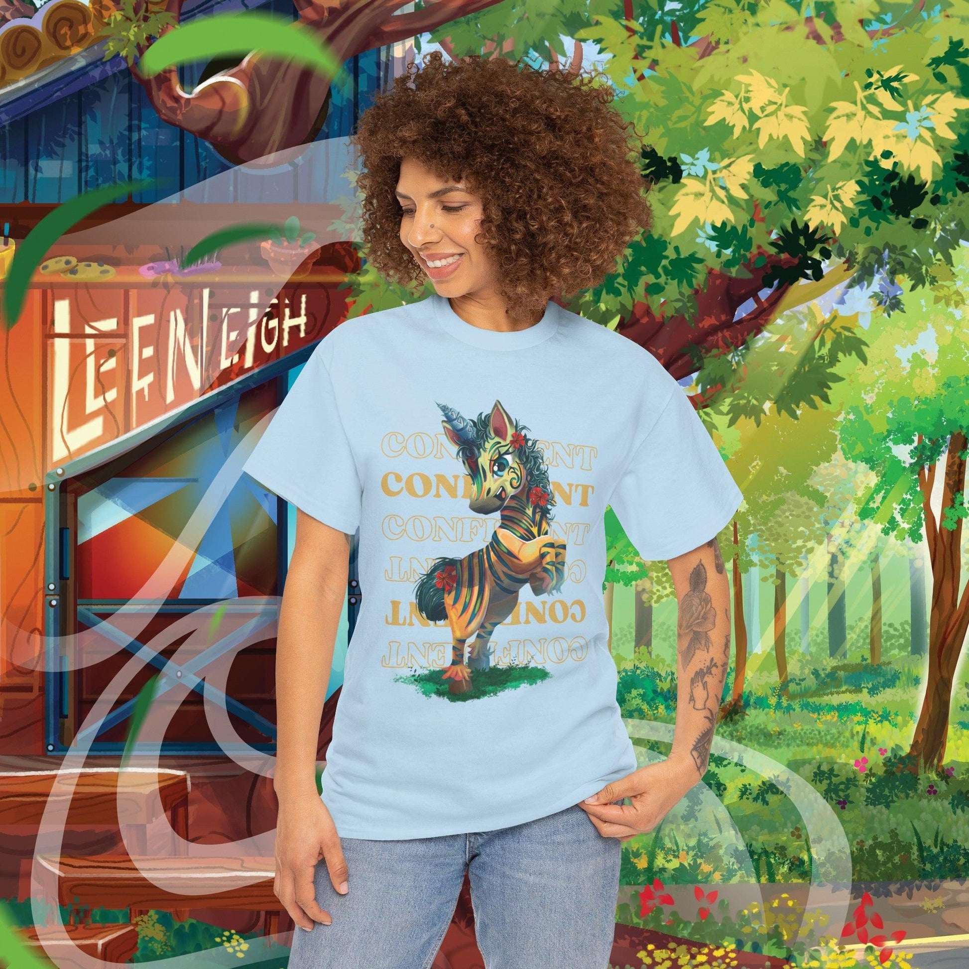 LeeNeigh Confident Unisex Heavy Cotton Tee - Claires Unicorn Adventures