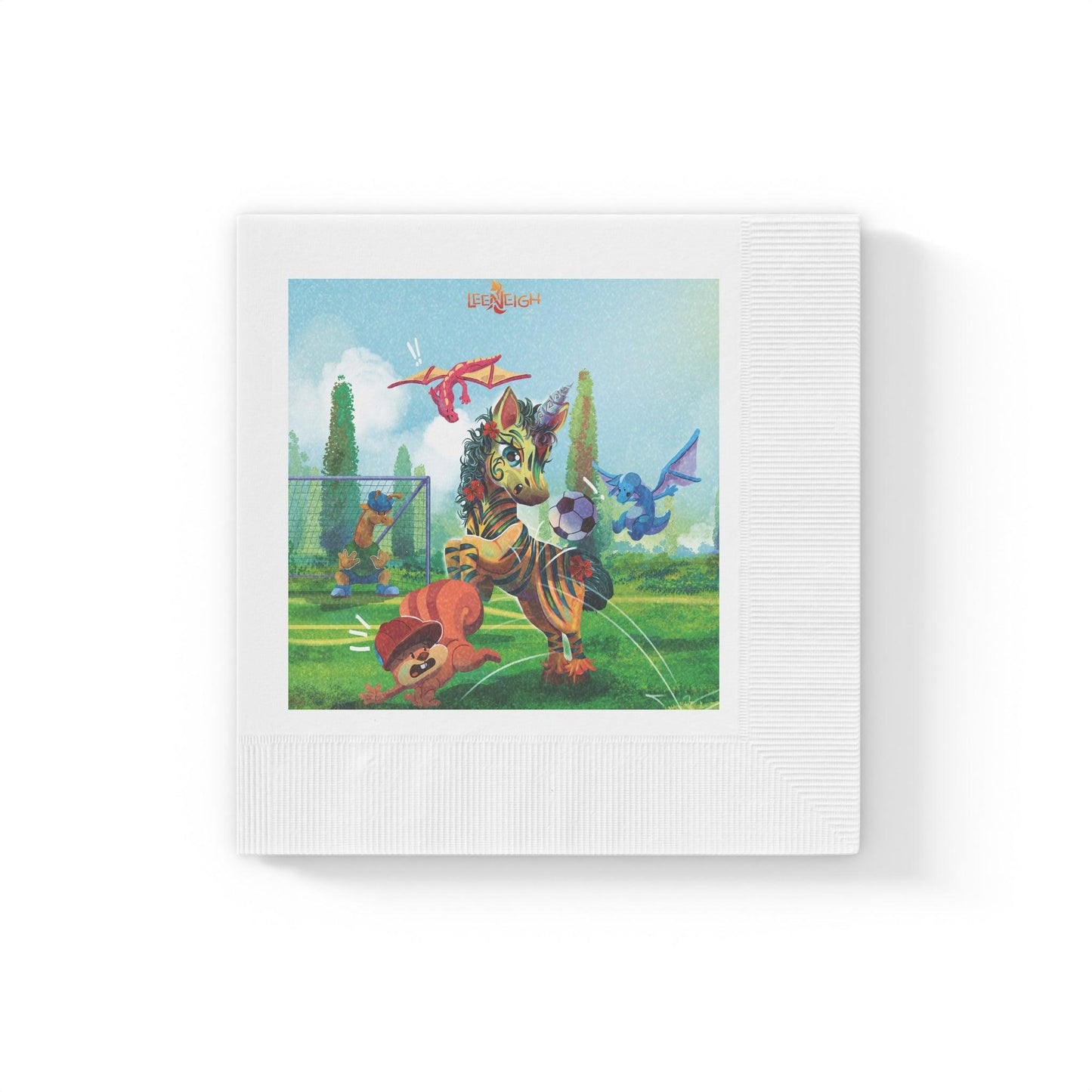 LeeNeigh Soccer White Paper Napkins - Claires Unicorn Adventures