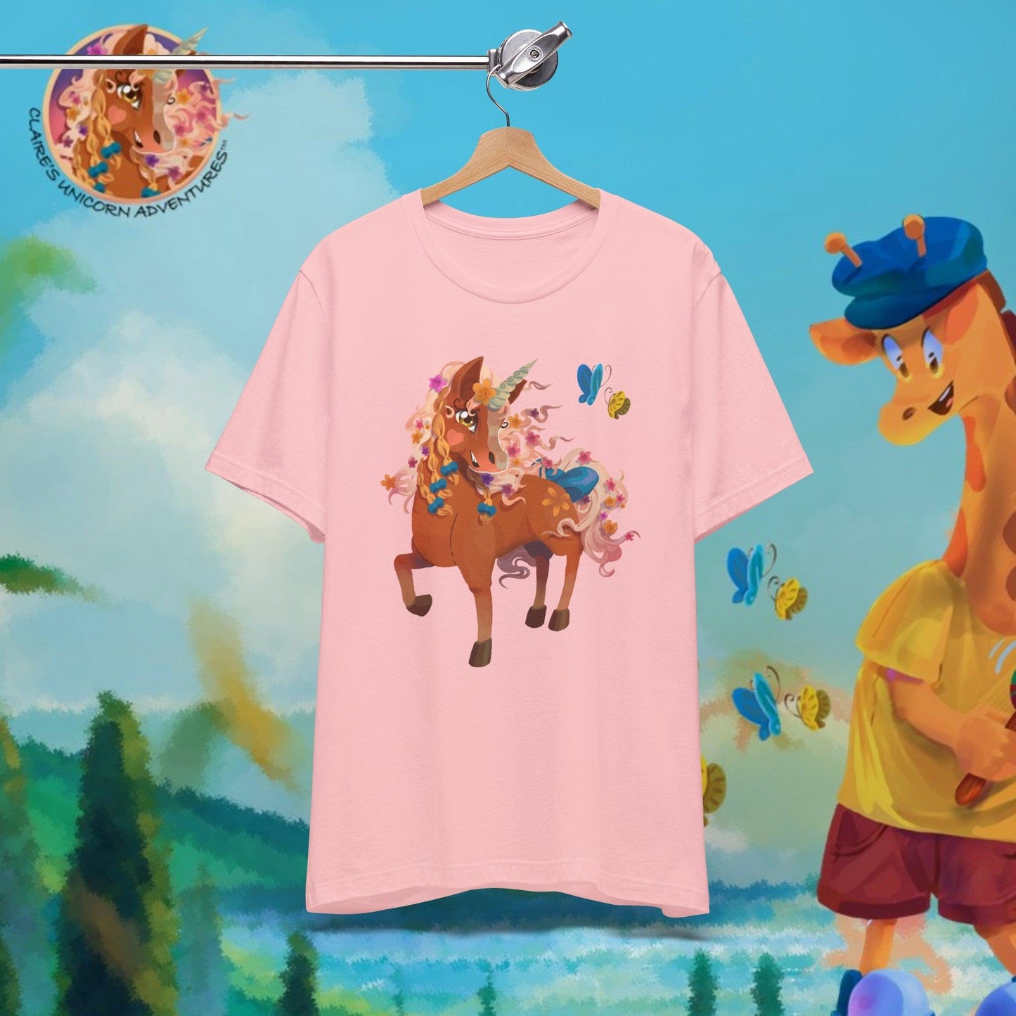 Gwenhwyer Unisex Jersey Short Sleeve Tee - Claires Unicorn Adventures