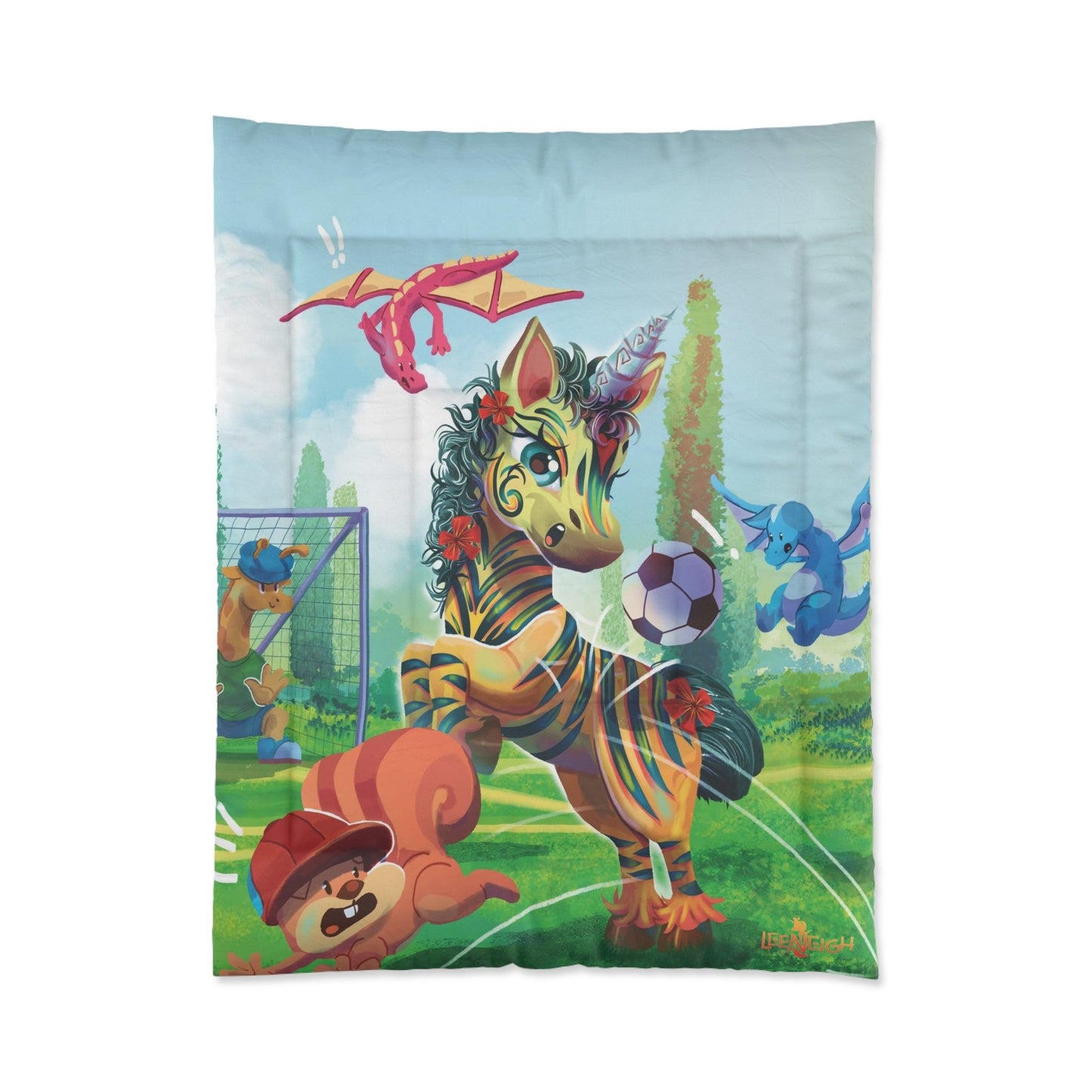 LeeNeigh Soccer Comforter - Claires Unicorn Adventures