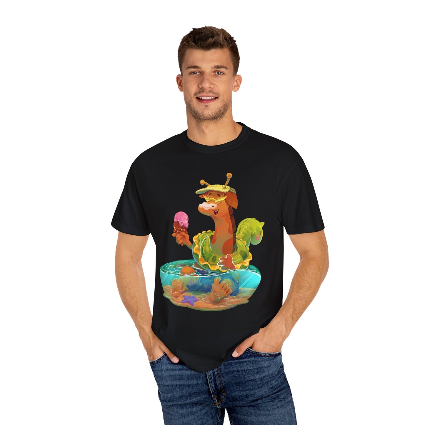 Clippity Clop Giraffe in a Pool Unisex T-shirt