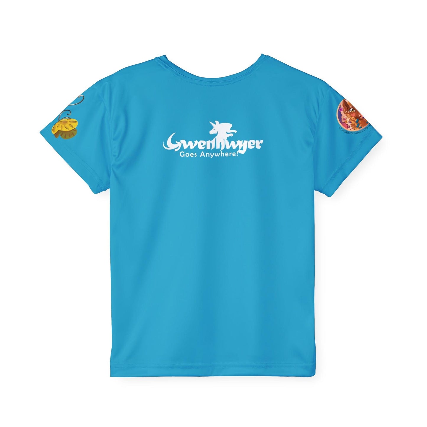 Gwenhwyer Goes Anywhere- Kids Sports Jersey - Blue - Claires Unicorn Adventures