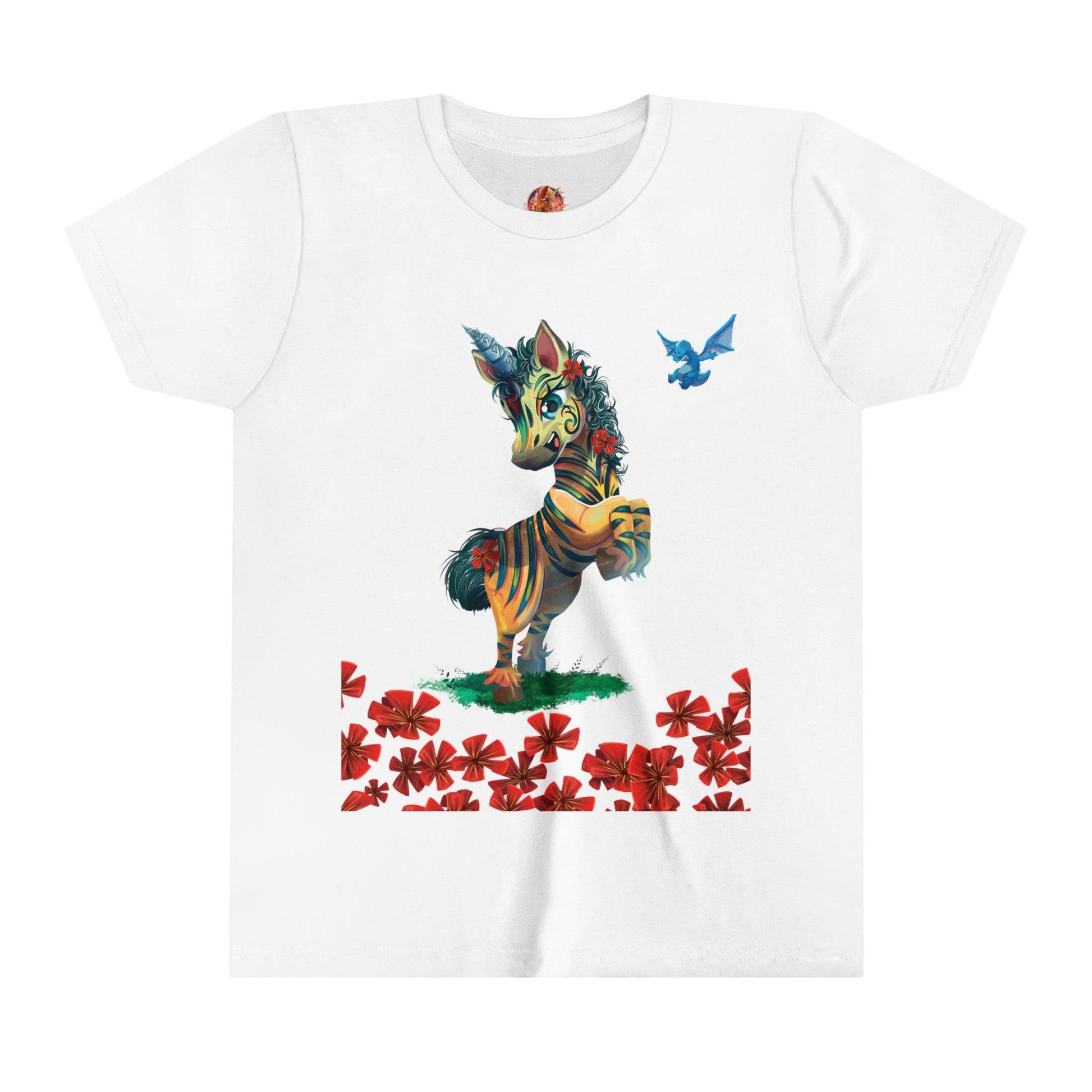 Youth LeeNeigh with Flowers Short Sleeve Tee - Claires Unicorn Adventures