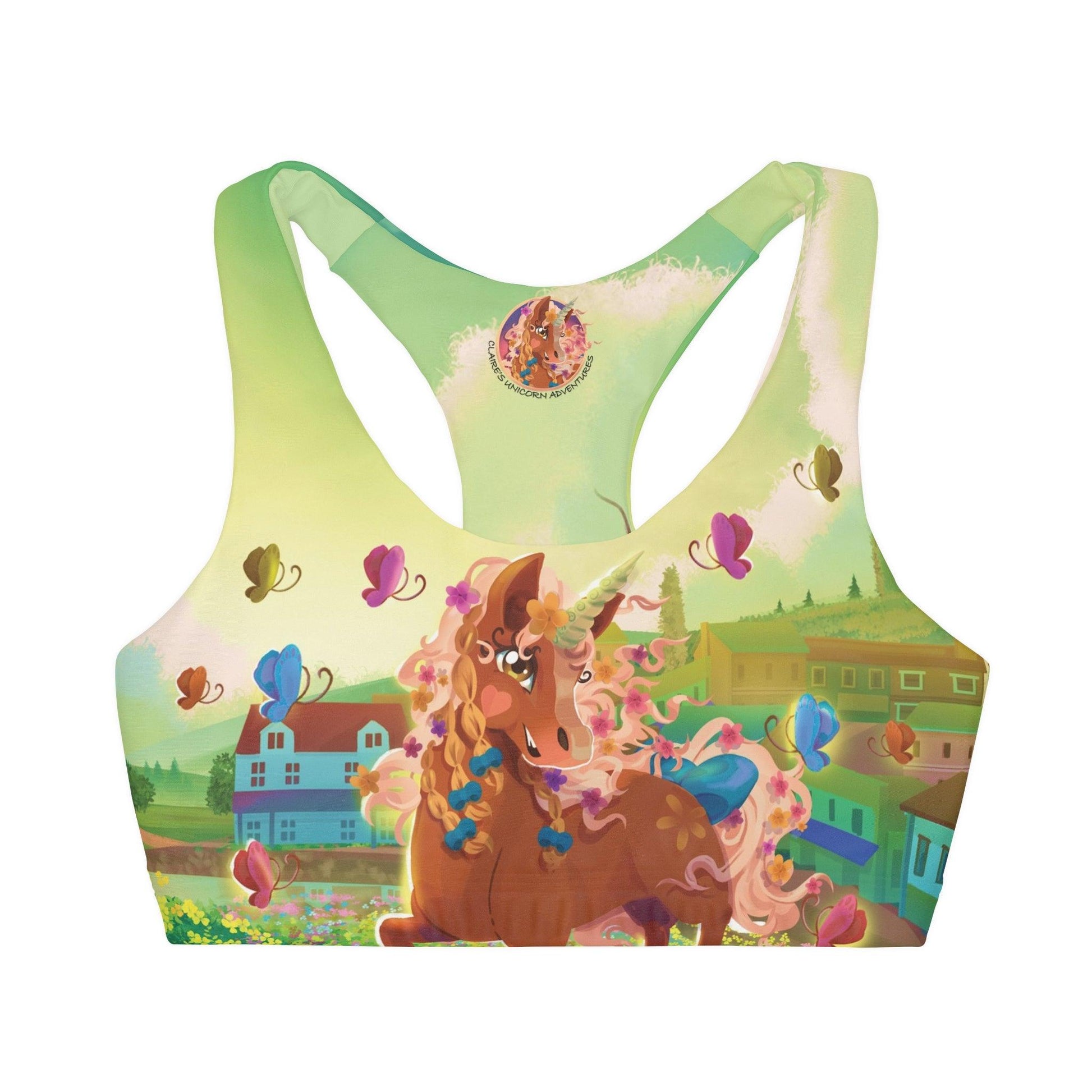 Girls' Gwenhwyer Double Lined Seamless Sports Bra - Claires Unicorn Adventures