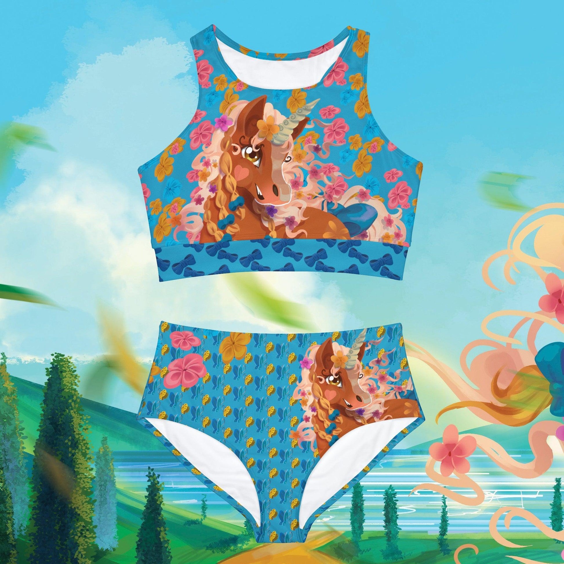 Gwenhwyer Goes Anywhere - Sporty Bikini Set - Blue - Claires Unicorn Adventures