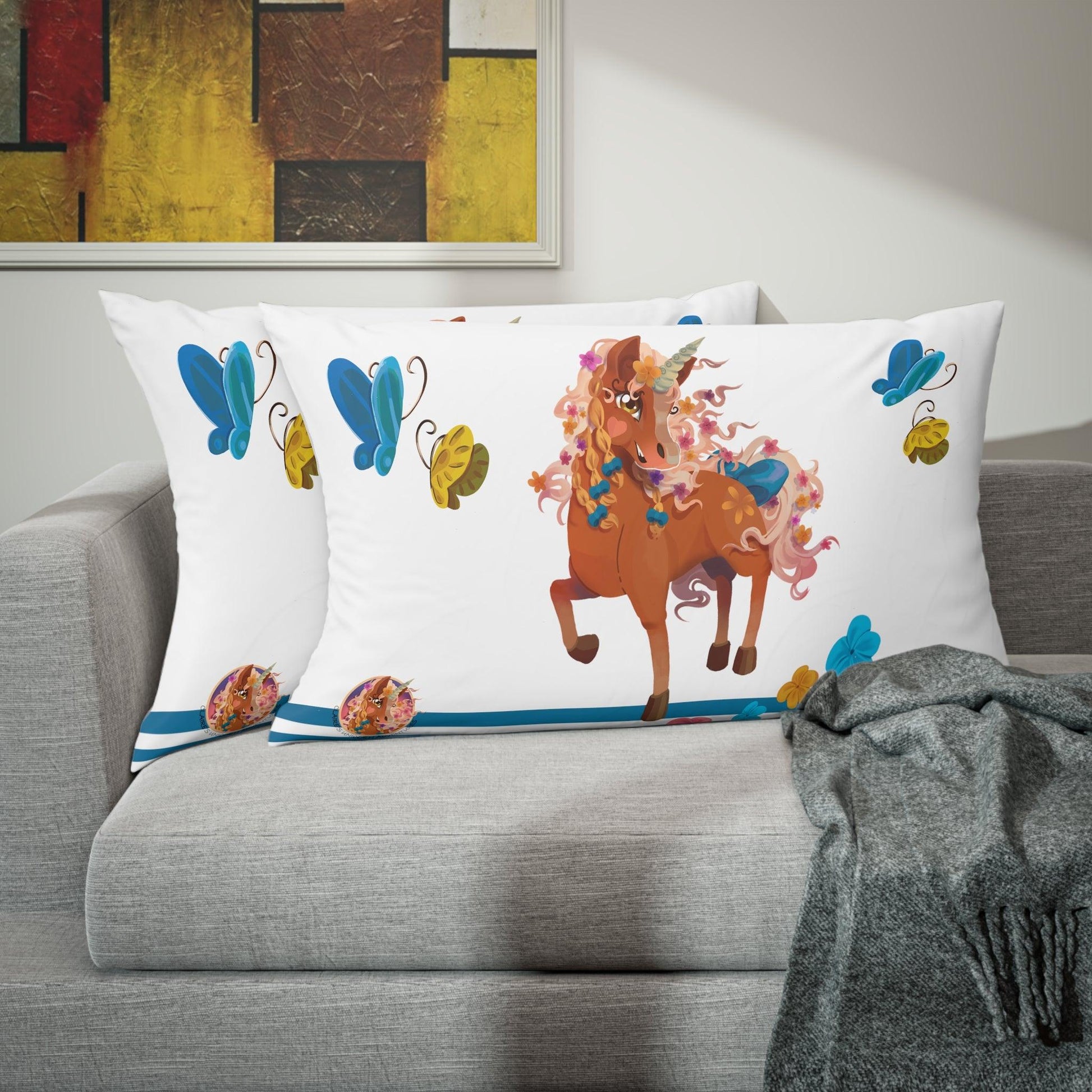 Gwenhwyer Goes Anywhere - Pillow Sham - Blue - Claires Unicorn Adventures