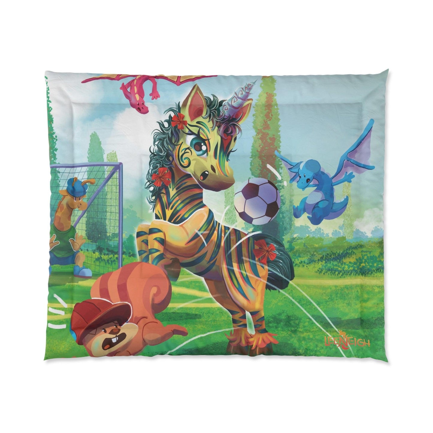 LeeNeigh Soccer Comforter - Claires Unicorn Adventures