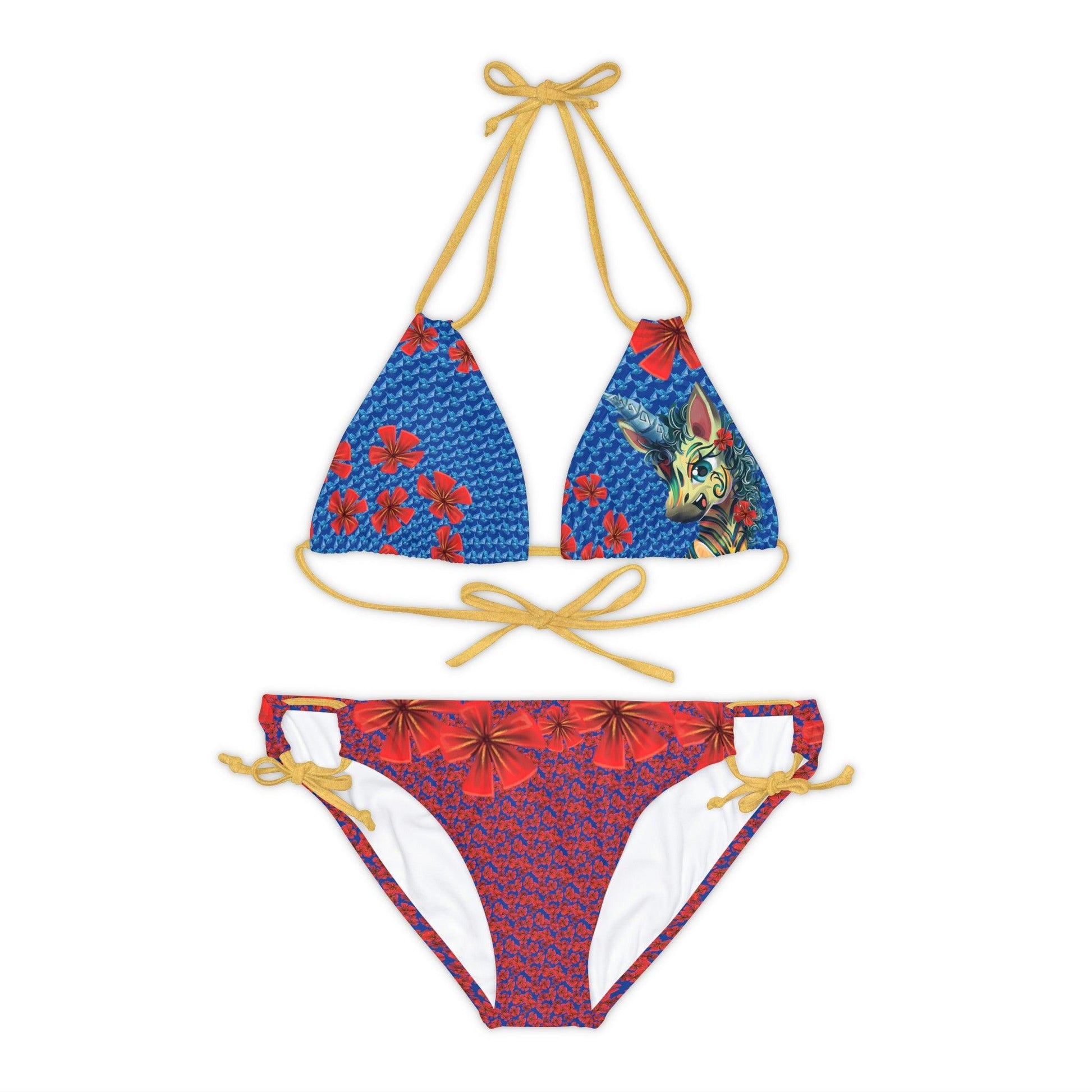 LeeNeigh Dark Blue Strappy Bikini Set - Claires Unicorn Adventures