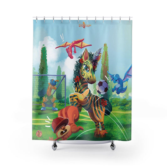 LeeNeigh Soccer Shower Curtain - Claires Unicorn Adventures