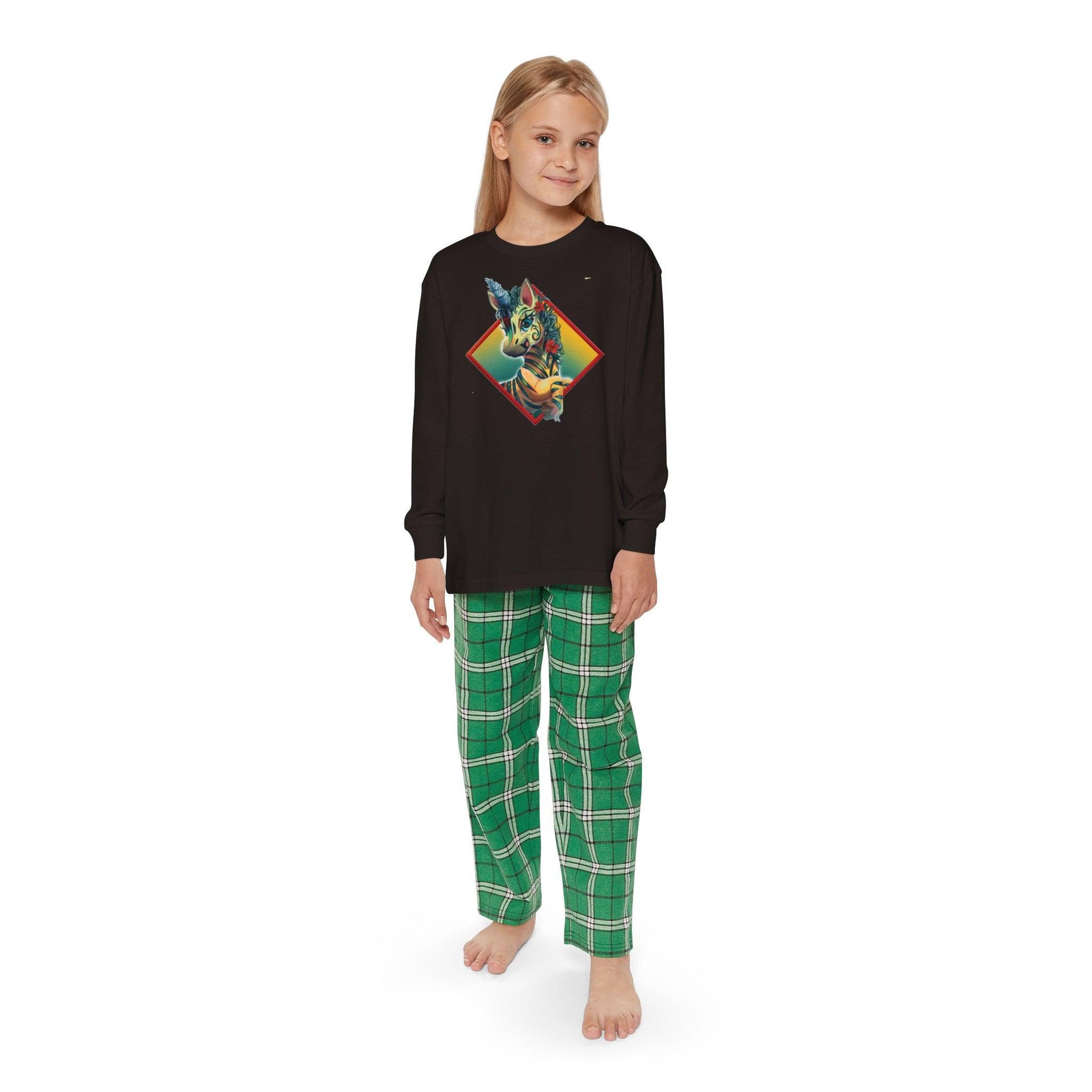 LeeNeigh Youth Long Sleeve Plaid Outfit Set - Claires Unicorn Adventures