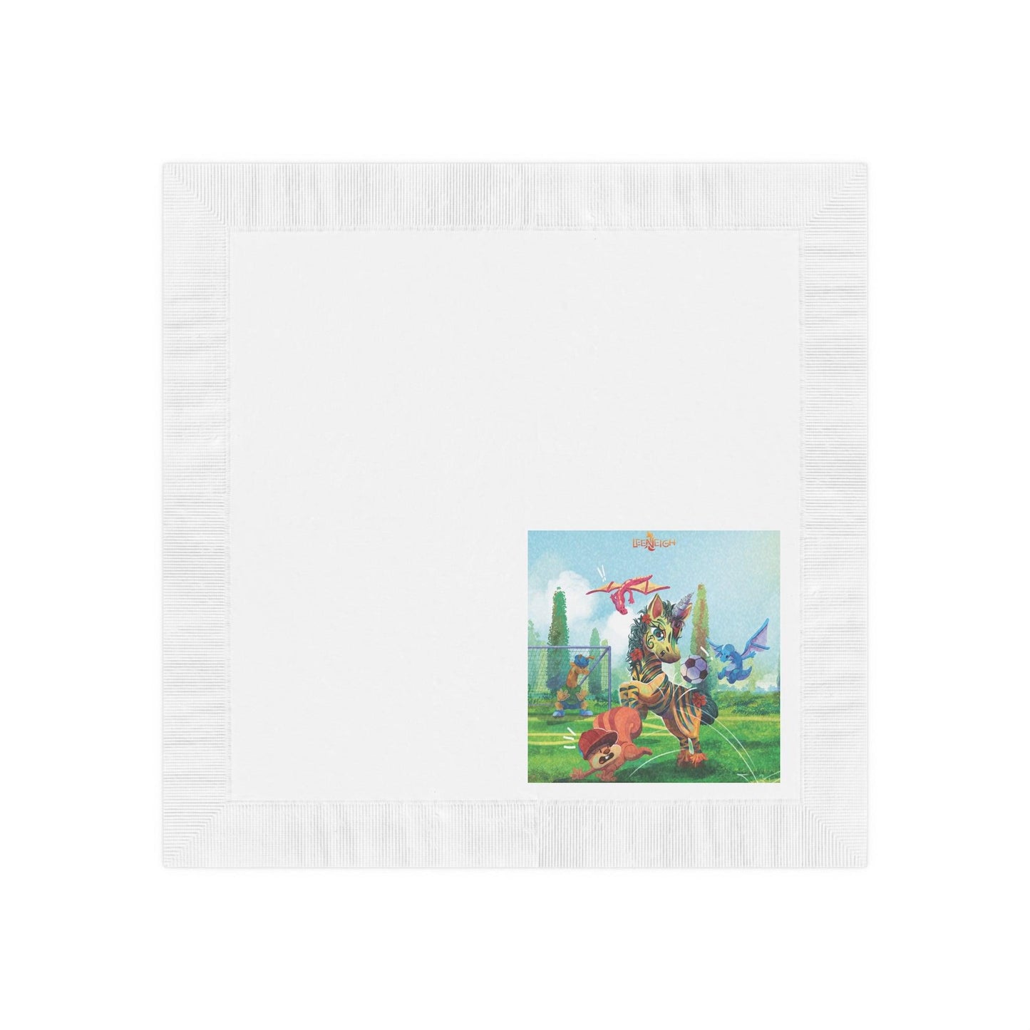 LeeNeigh Soccer White Paper Napkins - Claires Unicorn Adventures