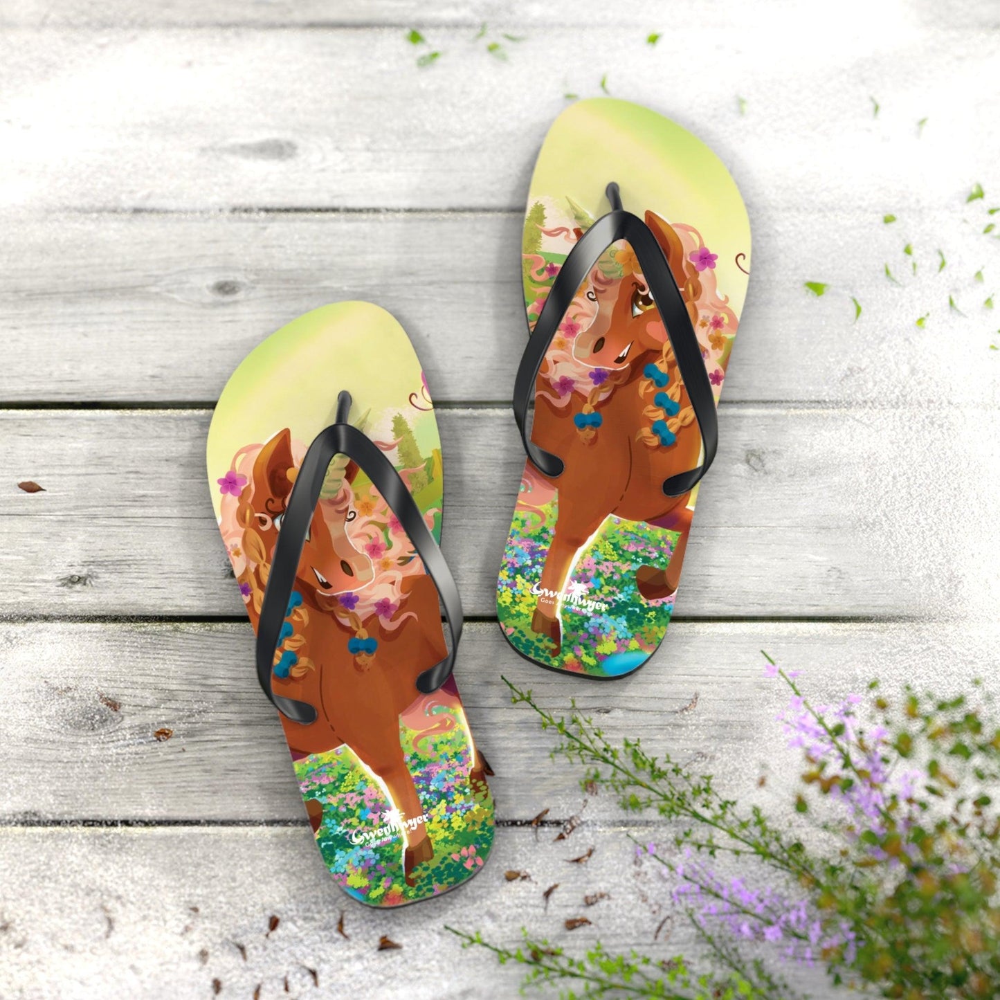 Gwenhwyer Flip Flops - Claires Unicorn Adventures