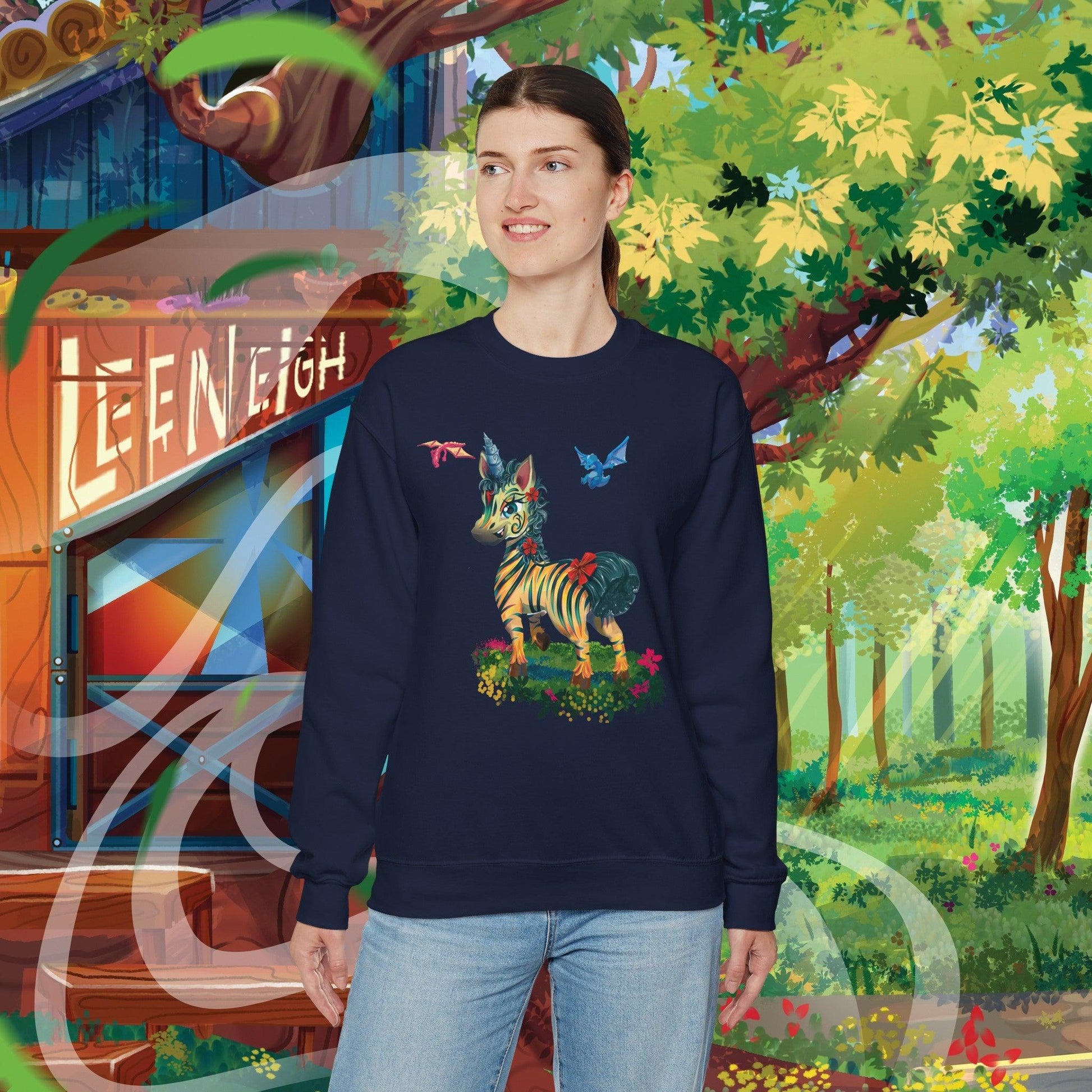 LeeNeigh Unisex Heavy Blend™ Crewneck Sweatshirt - Claires Unicorn Adventures