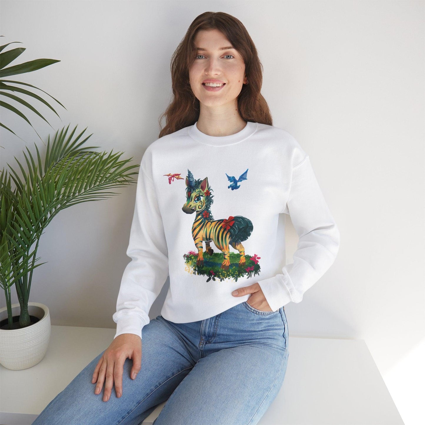 LeeNeigh Unisex Heavy Blend™ Crewneck Sweatshirt - Claires Unicorn Adventures