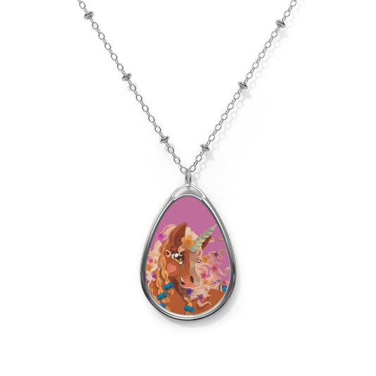 Gwenhwyer Goes Anywhere - Oval Necklace - Claires Unicorn Adventures