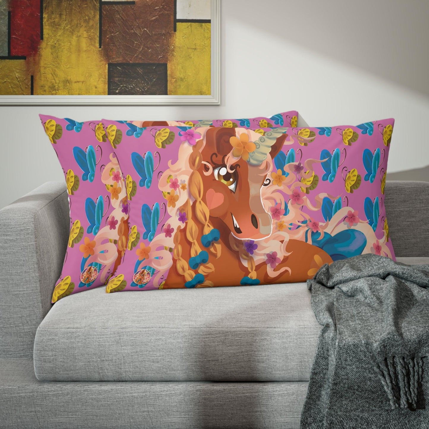 Gwenhwyer Goes Anywhere - Pillow Sham - Pink - Claires Unicorn Adventures