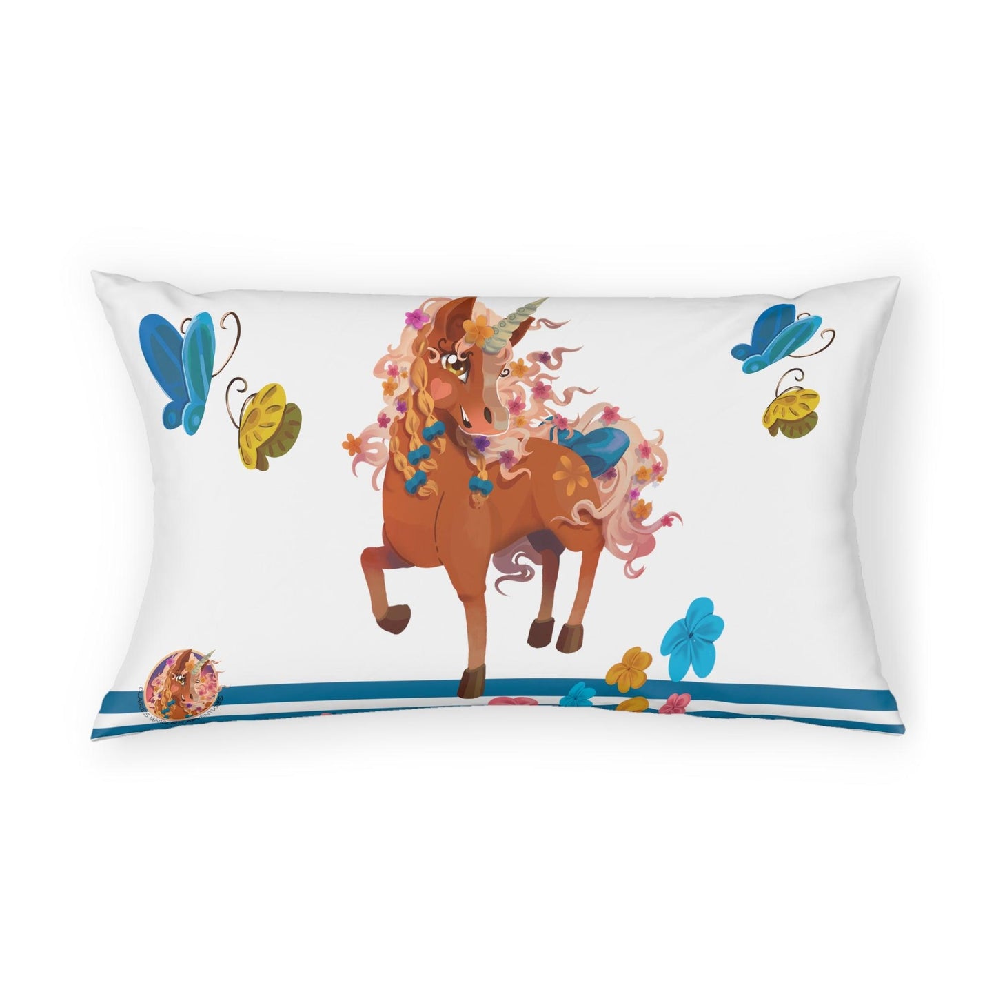 Gwenhwyer Goes Anywhere - Pillow Sham - Blue - Claires Unicorn Adventures