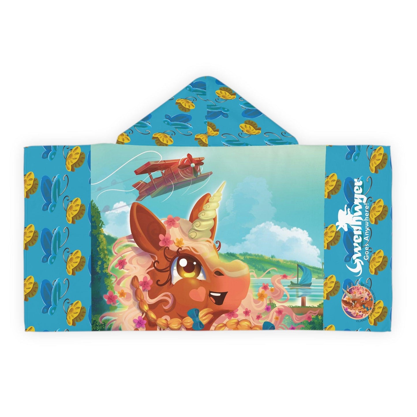 Gwenhwyer Goes Anywhere - Youth Hooded Towel - Claires Unicorn Adventures