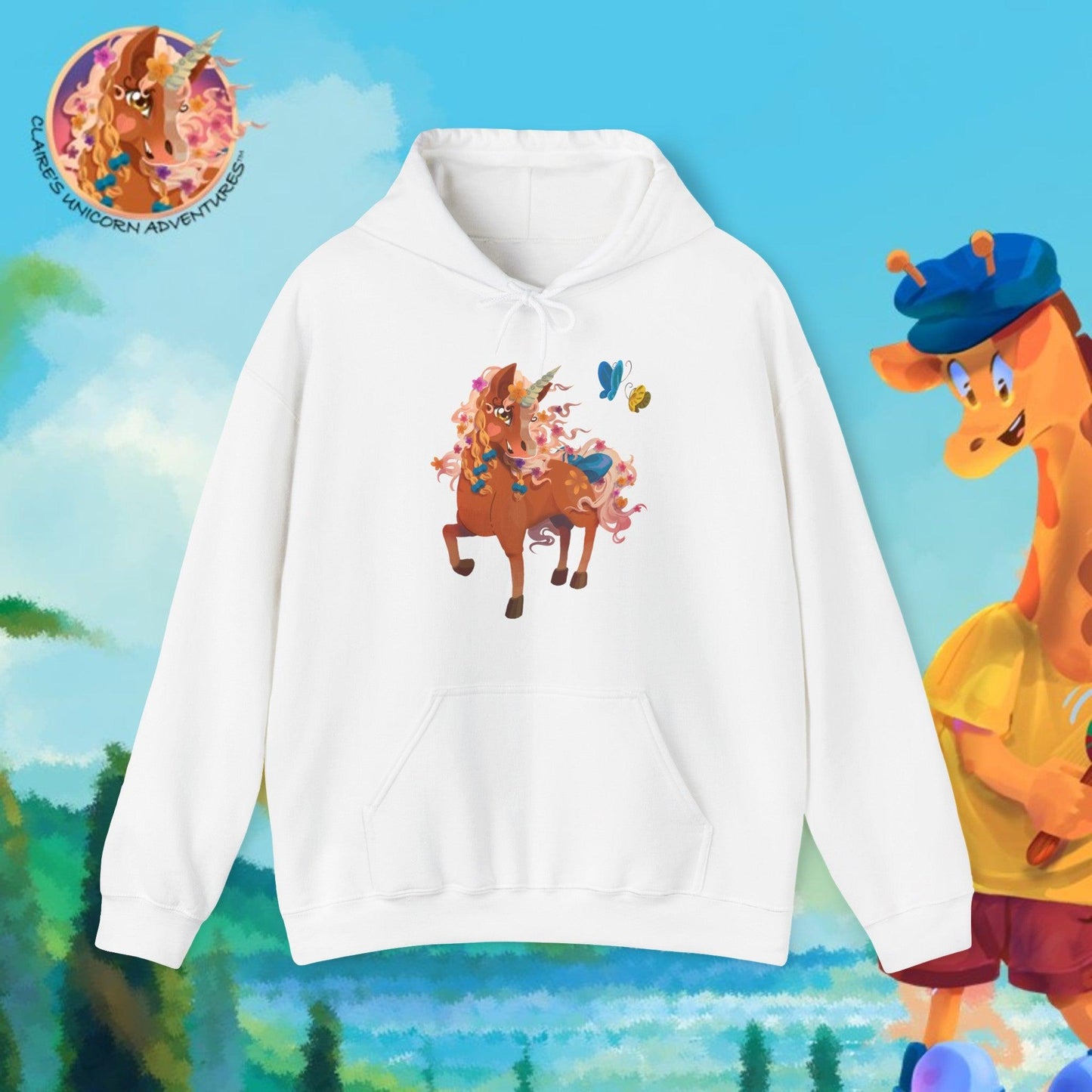 Gwenhwyer Unisex Heavy Blend™ Hooded Sweatshirt - Claires Unicorn Adventures