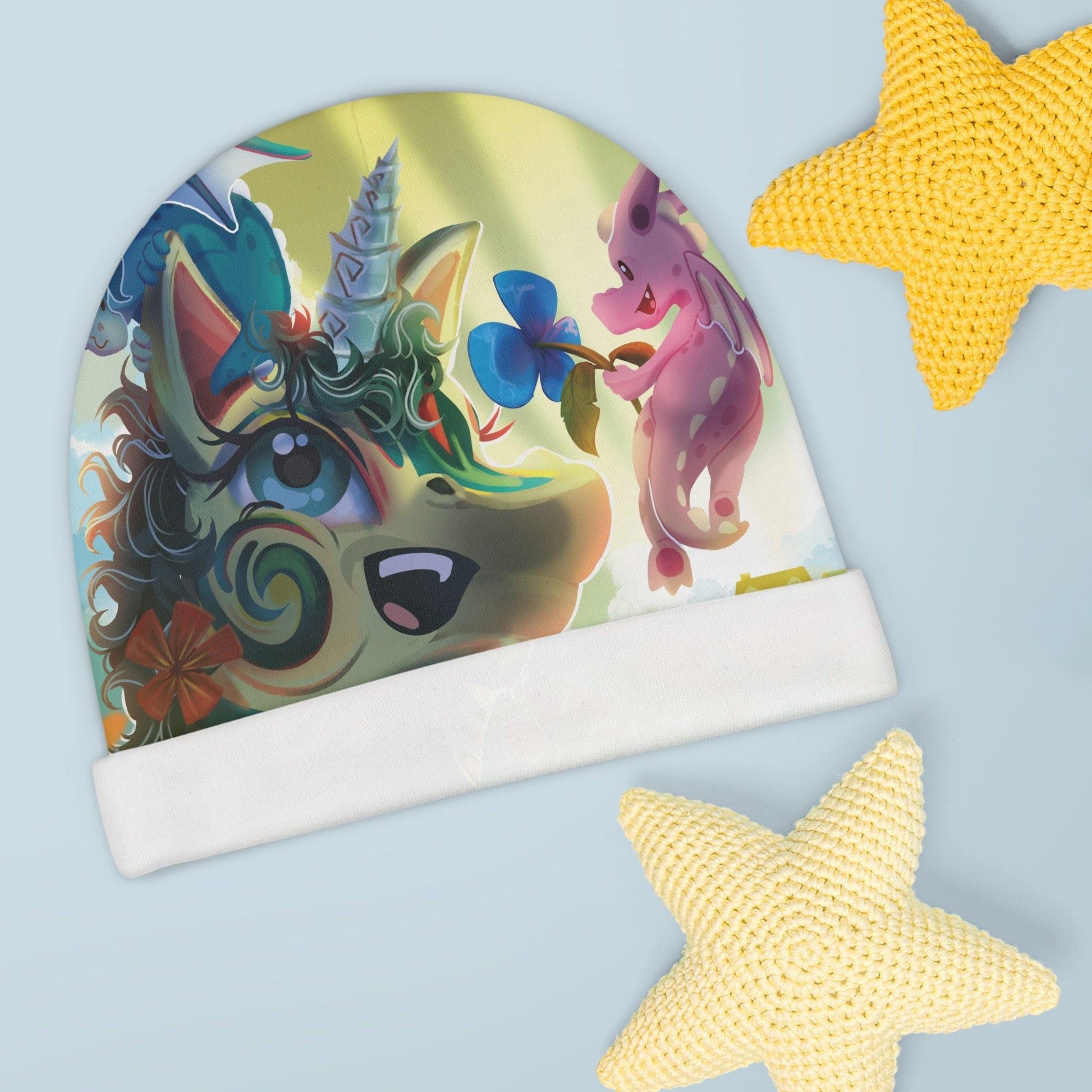 Baby Beanie (AOP) - Claires Unicorn Adventures