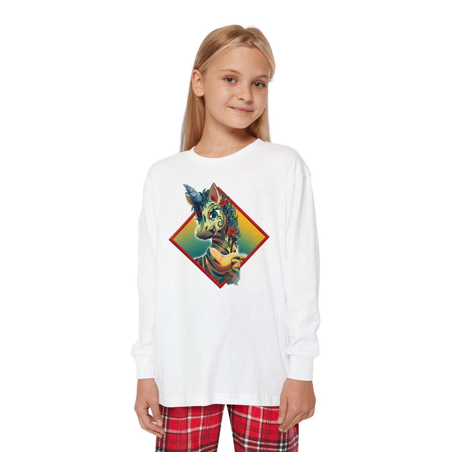 LeeNeigh Youth Long Sleeve Plaid Outfit Set - Claires Unicorn Adventures