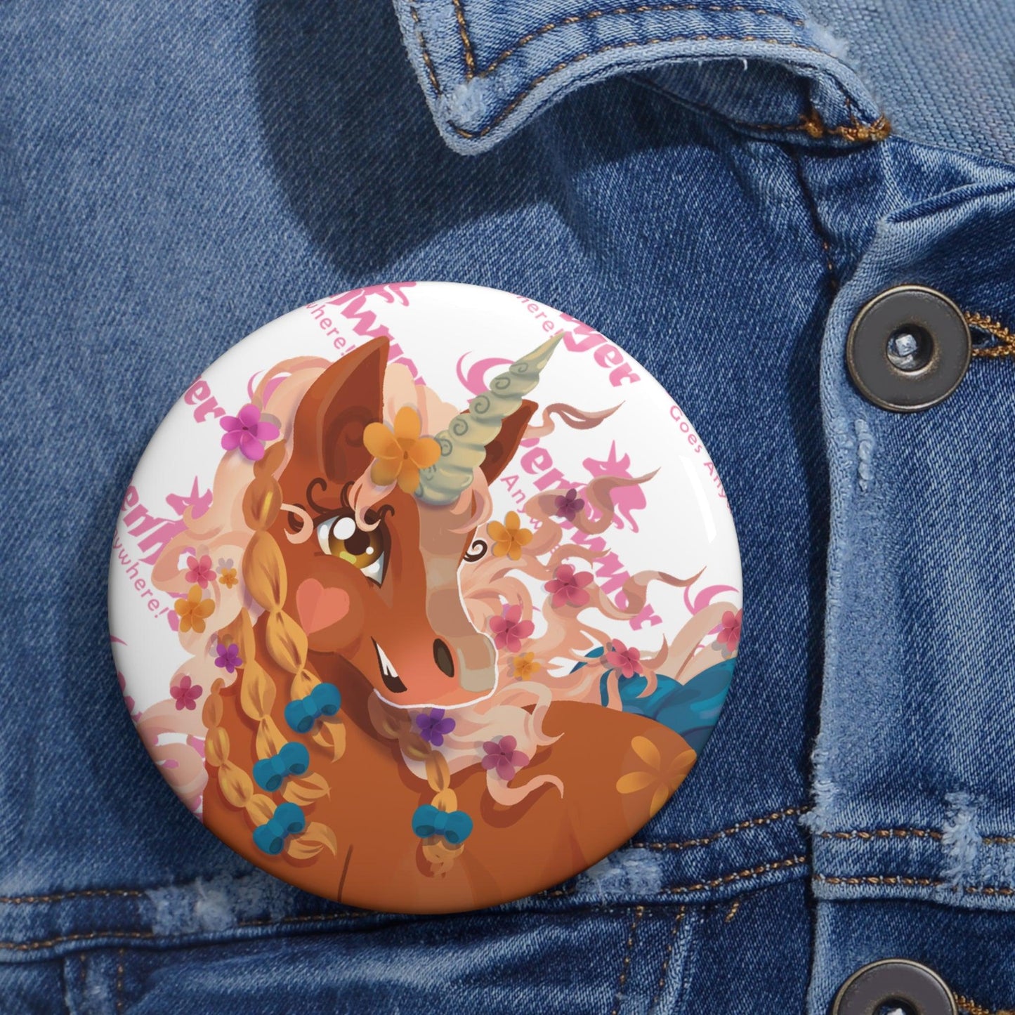 Gwenhwyer Pin Button - Claires Unicorn Adventures